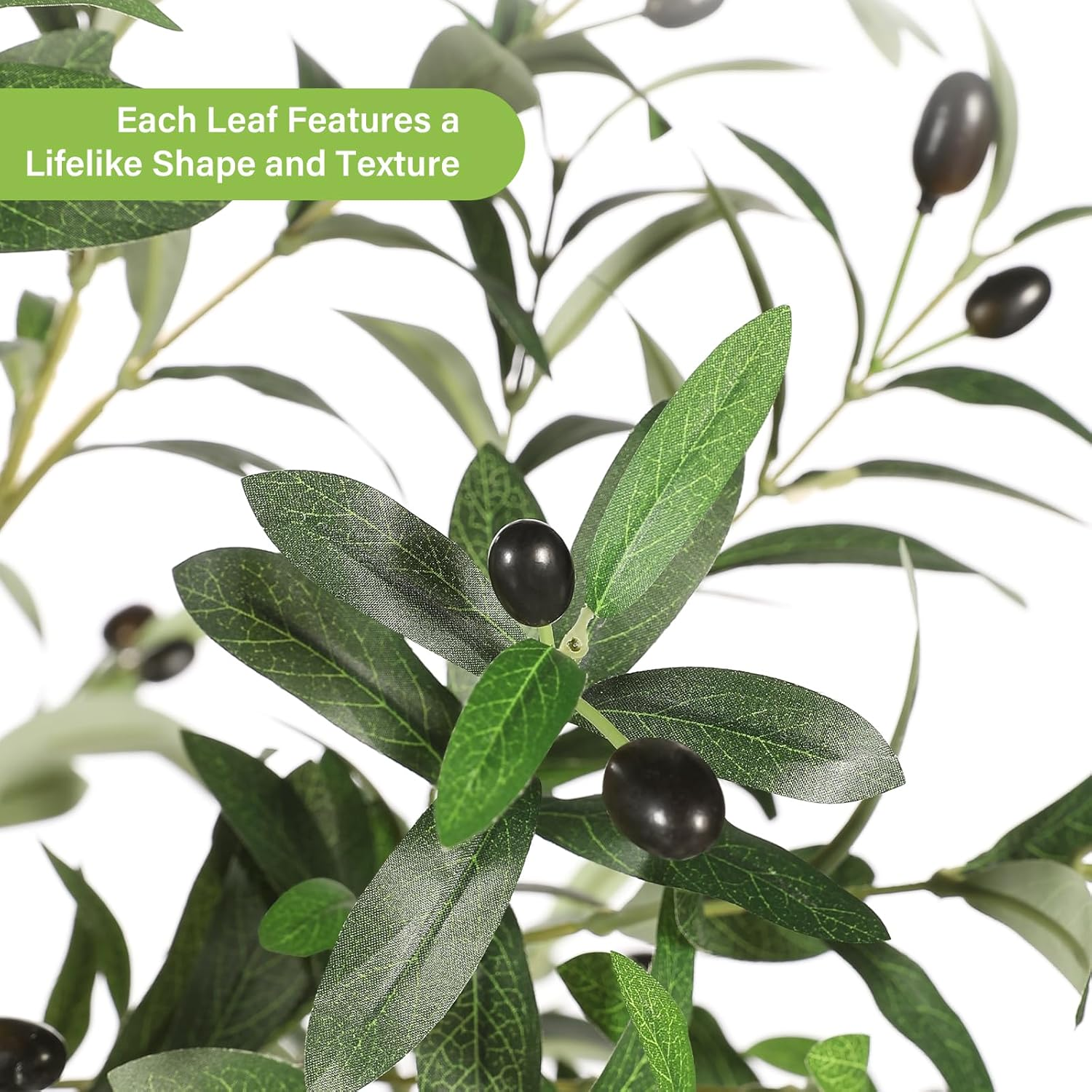 7Ft Olive Trees Artificial Indoor - Tall Faux Olive Tree 7 Feet (84") with Pot, Fake Plants Natural Branches and Realistic Leaves Olive Silk Tree for Home Office Decor image number 6