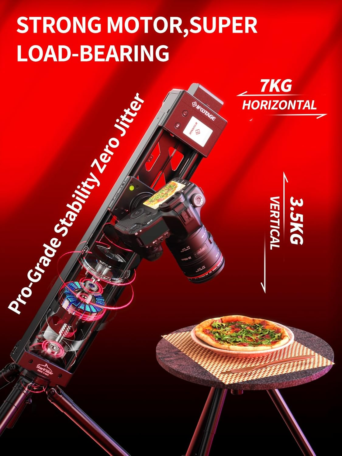 IFOOTAGE Shark Slider Nano II 660 Motorized Camera Slider - 26" Multi-Axis Pan Slider for DJI RS 2/RS3 Pro/Rs 4/RS 4 Pro Gimbals, 15.4Lbs Payload, 360&deg; Panoramic, 6 Modes, Phone/Camera Compatible​ image number 5