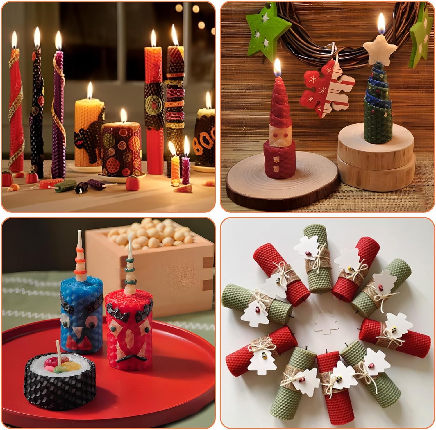 GBACHOOSE 24PCS Beeswax Candle Making Kit 8X8 Inch Beeswax Sheets for Candle Making, 12 Colorful Beeswax Sheets Create Your Own Unique Candles image number 4