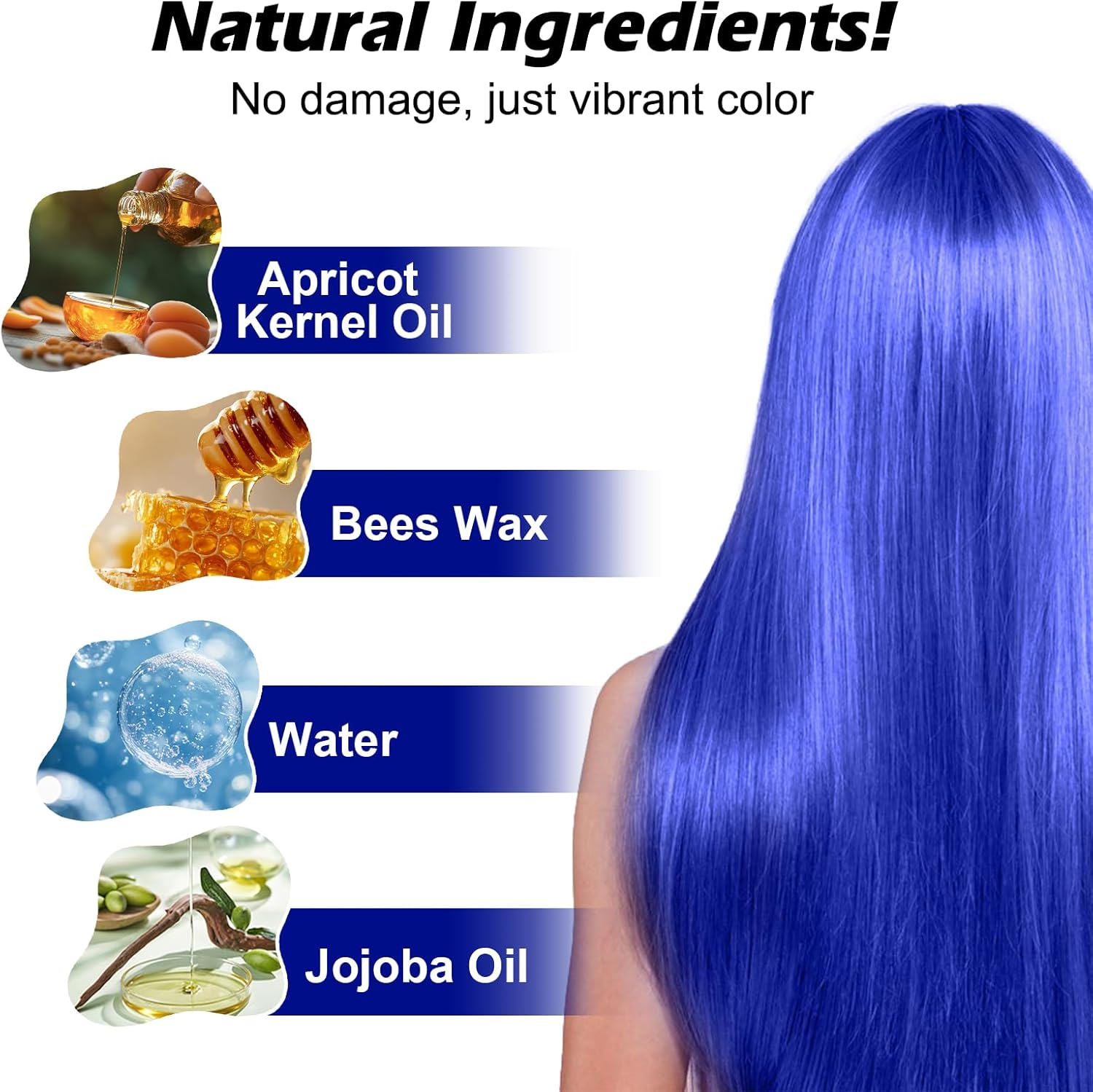 AU Temporary Hair Color Wax Pink - Instant Natural Dye Clay, Non-Damaging & Easy Wash Out, 13 Colours for Men & Women (100G) (Deep Blue, Deep Blue) image number 1