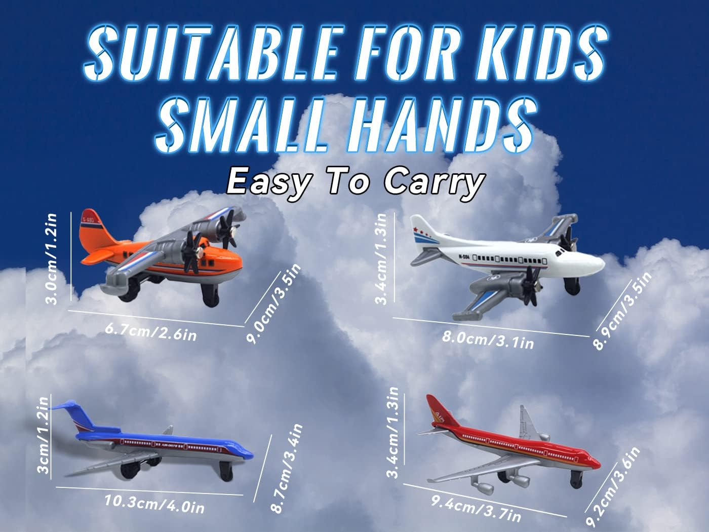 Toy Airplane 6 Pack Mini Diecast Airplanes, Aircraft Plane Playset Includes Glider Planes, Airlines Plane Toys for Birthday Party Favor Toys for Kids Boys and Girls - Blue,White image number 5