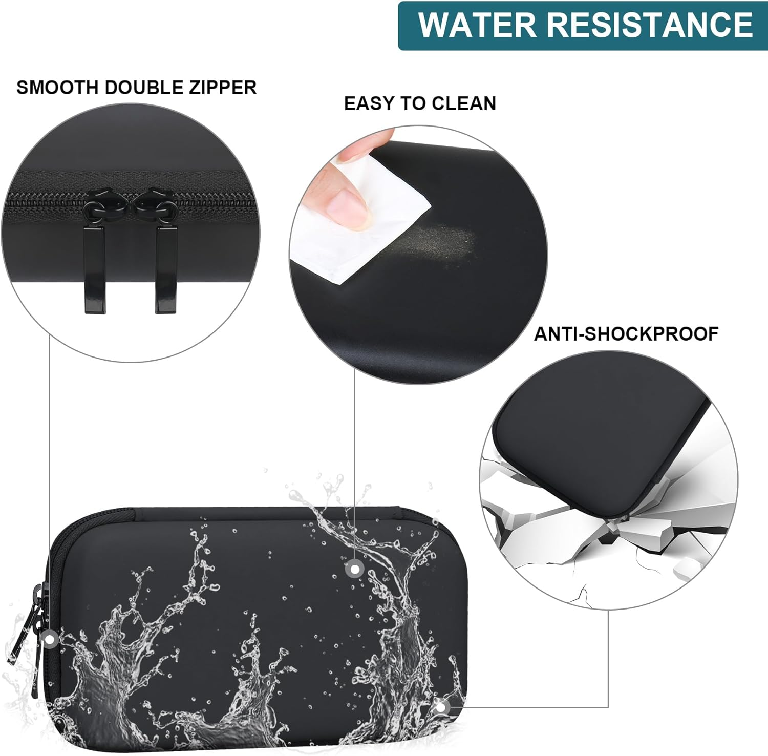 Diabetic Supplies Hard Case Diabetic Supply Organizer Bag Carrying Case for Diabetes Testing Kit Blood Glucose Monitor Kit with Blood Sugar Glucometer Test Strips Lancing Device Lancets, Black - Black image number 3