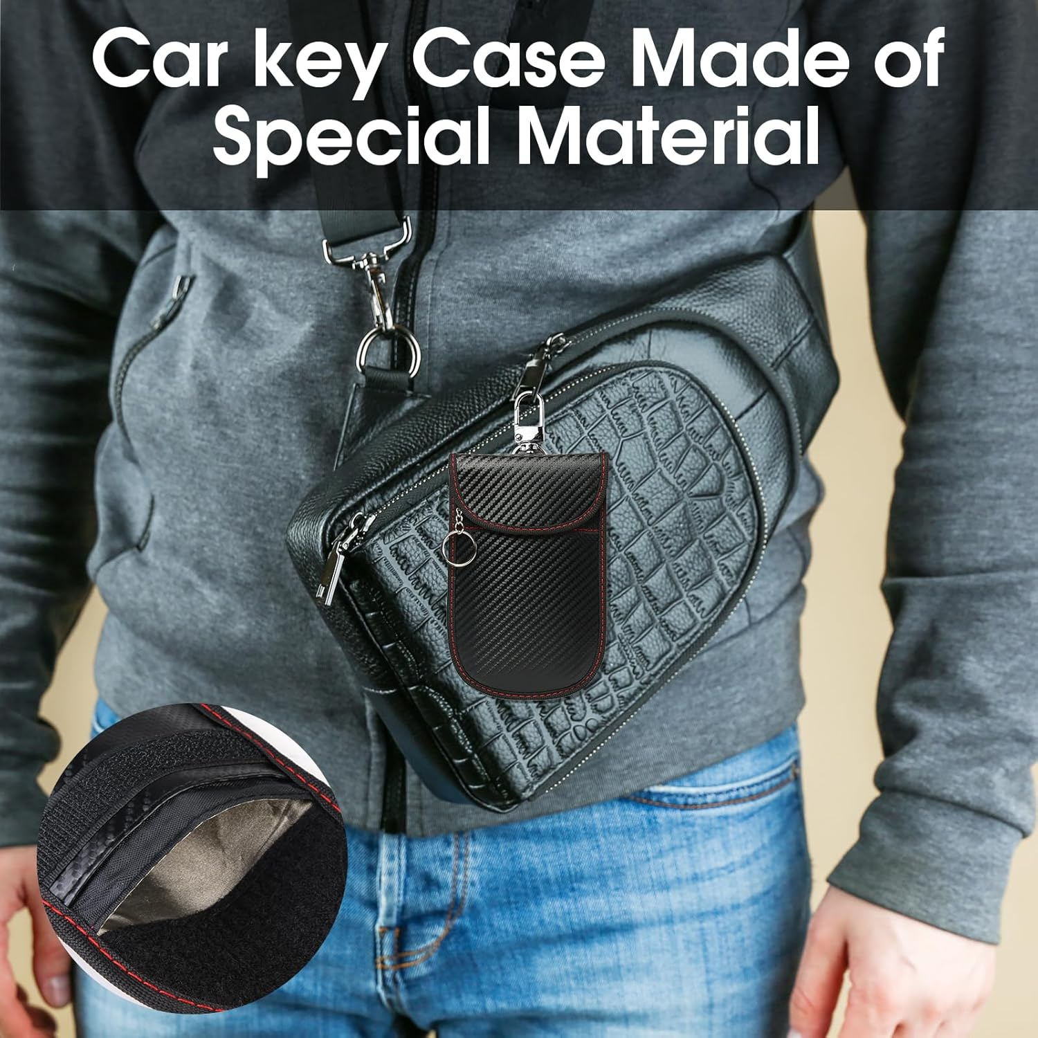 Faraday Bags for Car Keys (2-Pack) - RFID Blocking Pouch with Keyring & Hook, Waterproof Key Fob Protector for Keyless Entry Cars image number 1