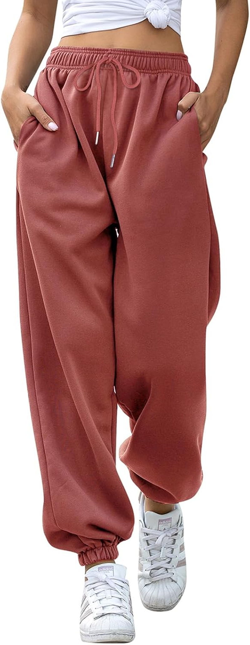 EBANKU Women'S Cinch Bottom Sweatpants with Pockets Plain Tracksuit Baggy Elastic Waist Trousers for Casual Hip Hop, Gym and Jogging