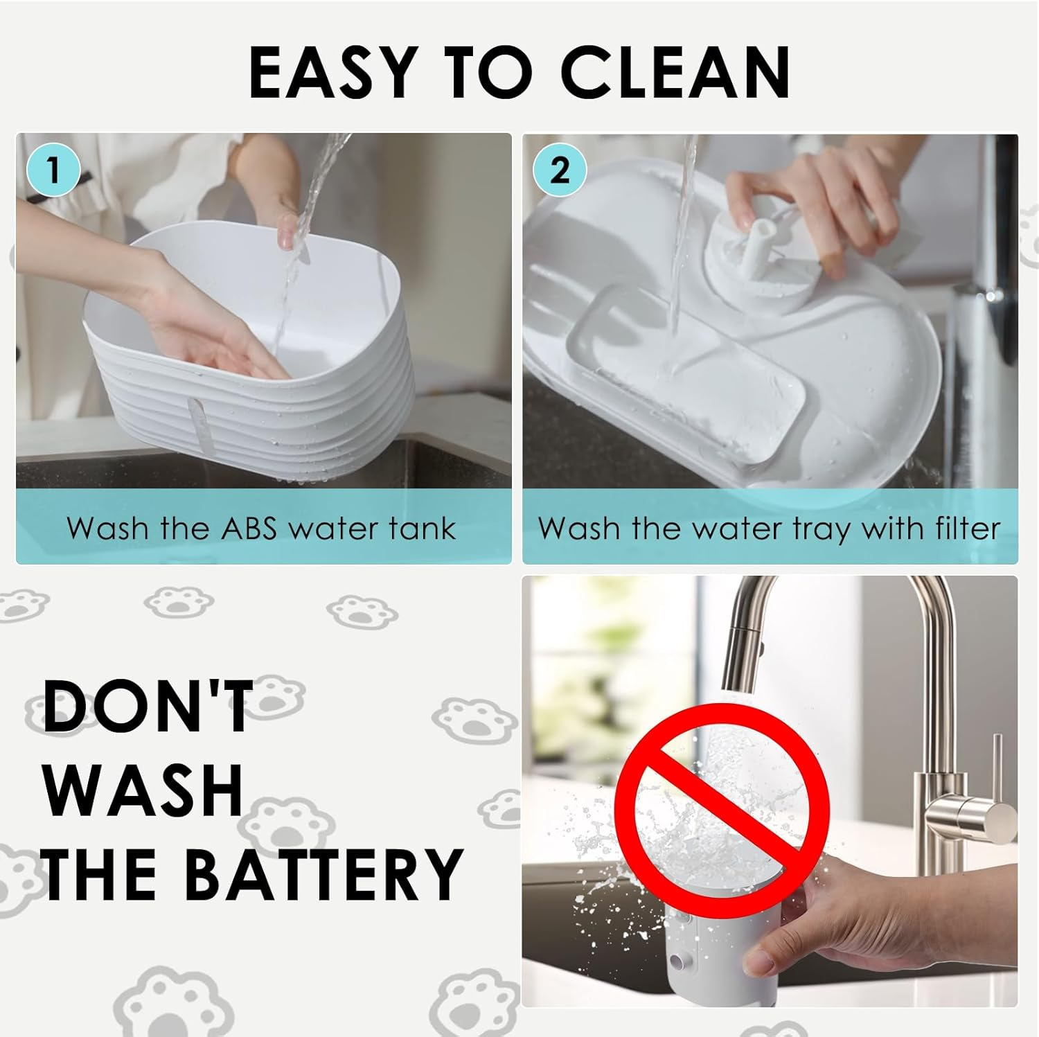 Lychee Wireless Cat Water Fountain, Silent Pump Pet Fountain with Motion Sensor, Pet Supplies, 2.5L/84Oz Battery Powered Water Dispenser with 4 Filter, Electricity Separated Design, Easy to Clean image number 6