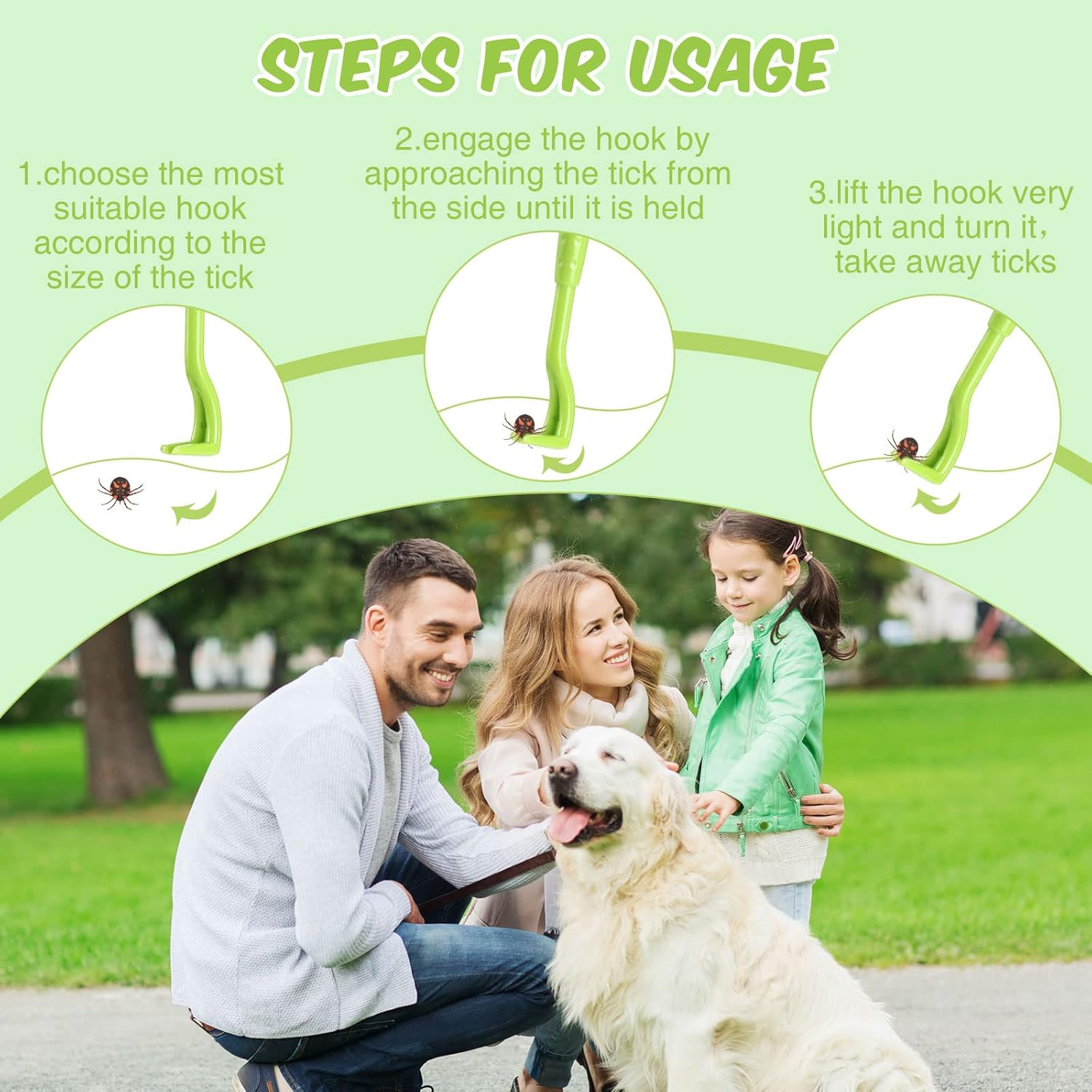 Kittmip 24 Pcs Tick Remover Plastic Tick Remover Tools Tick Puller Removal Tick Grabber for Dogs Cats Humans, 3 Sizes (Blue, Green, Orange, Rose Red) image number 5