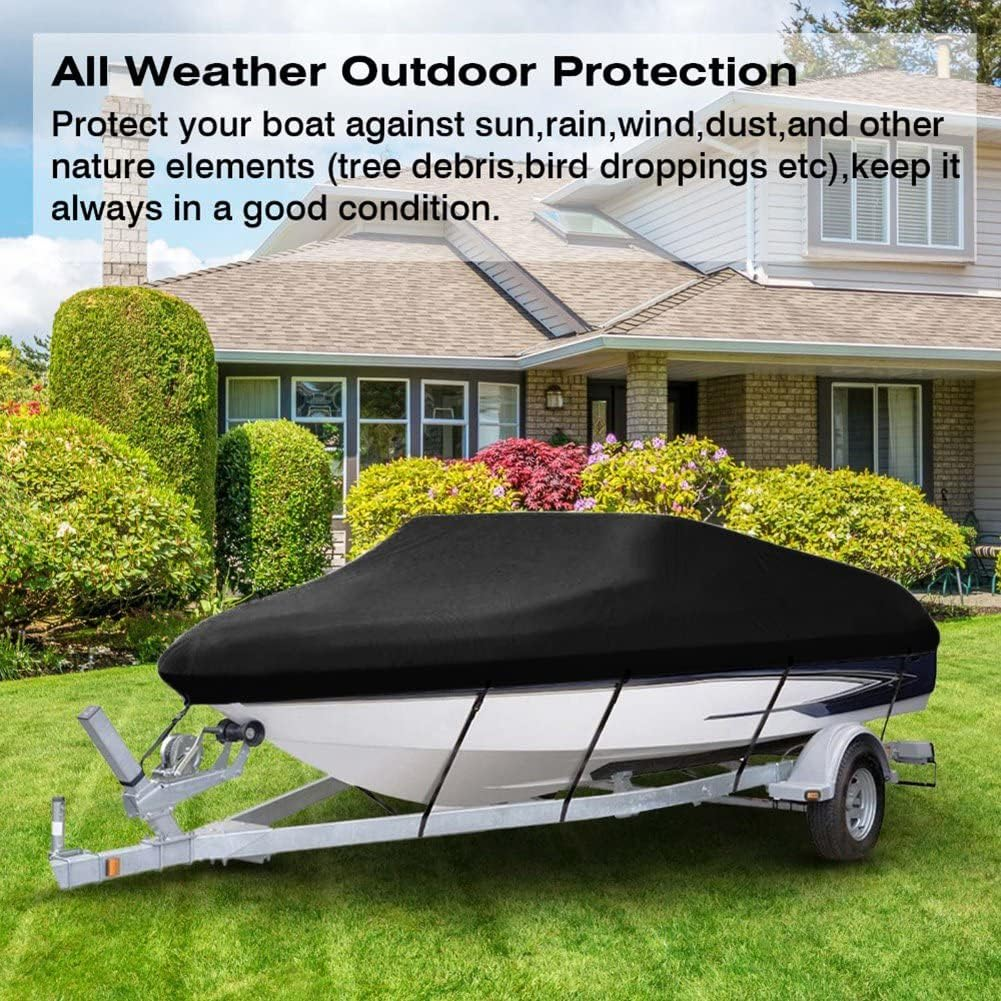 Yacht Boat Cover 11-13FT Boat Cover Anti-Uv Waterproof Heavy Duty 210D Marine Trailerable Canvas Boat Accessories image number 3