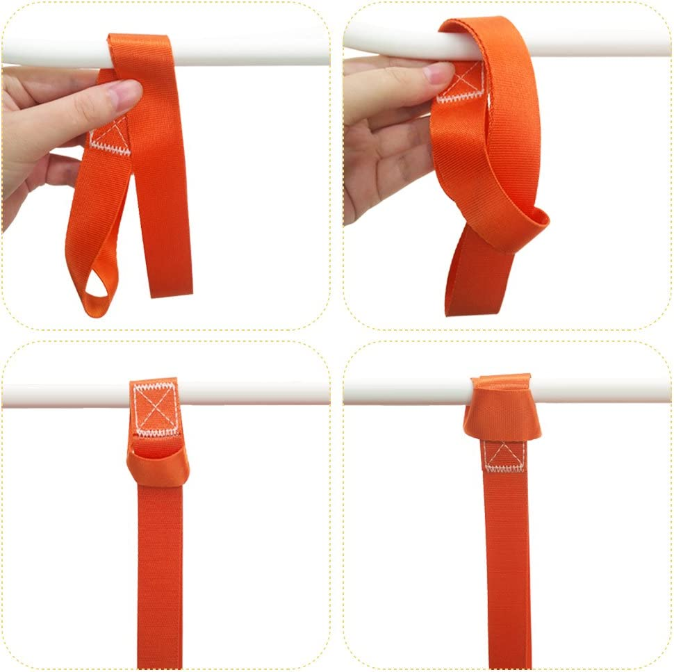 10 Pcs 11.6" Soft Loop Tie down Straps, Finegood 1,500Lb Load Capacity 4,500Lb Breaking Strength Belts for Secure and Confident Trailering of Motorcycle Dirtbike ATV UTV - Black, Orange image number 3