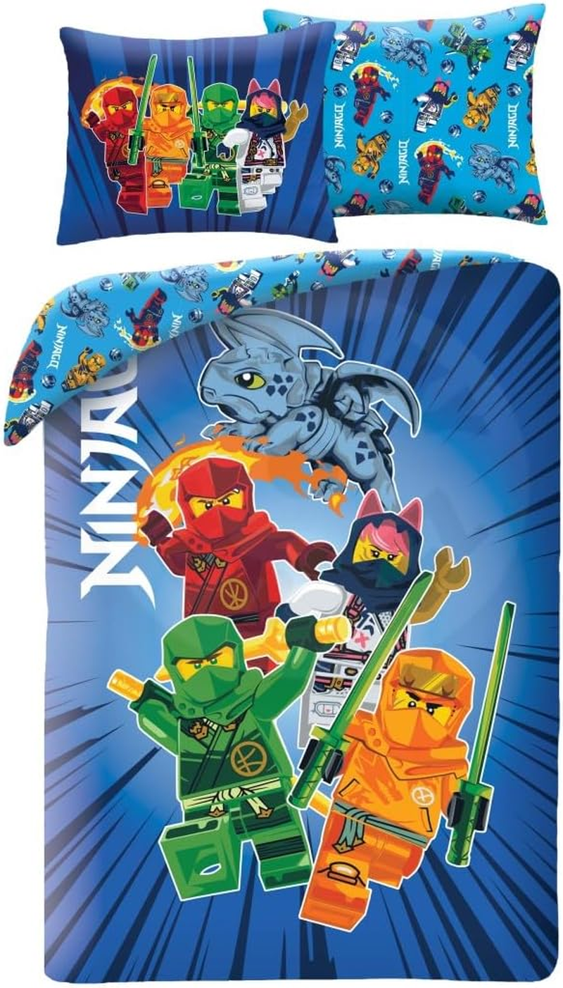 Ninjago Reversible Duvet Cover 140 X 200 Cm + Pillowcase 100% Polyester