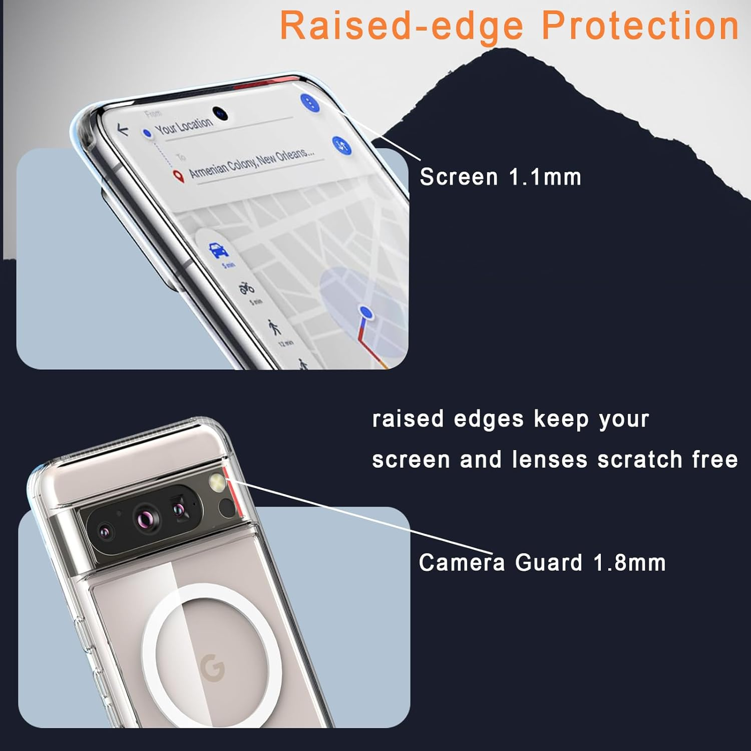 For Google Pixel 8 Pro Case Clear with Magnetic - Non-Yellowing Shock Absorption Anti-Fingerprint Scratch Resistant Cover Case Phone Case for Google Pixel 8 Pro 6.7 Inch 5G Crystal Clear image number 3