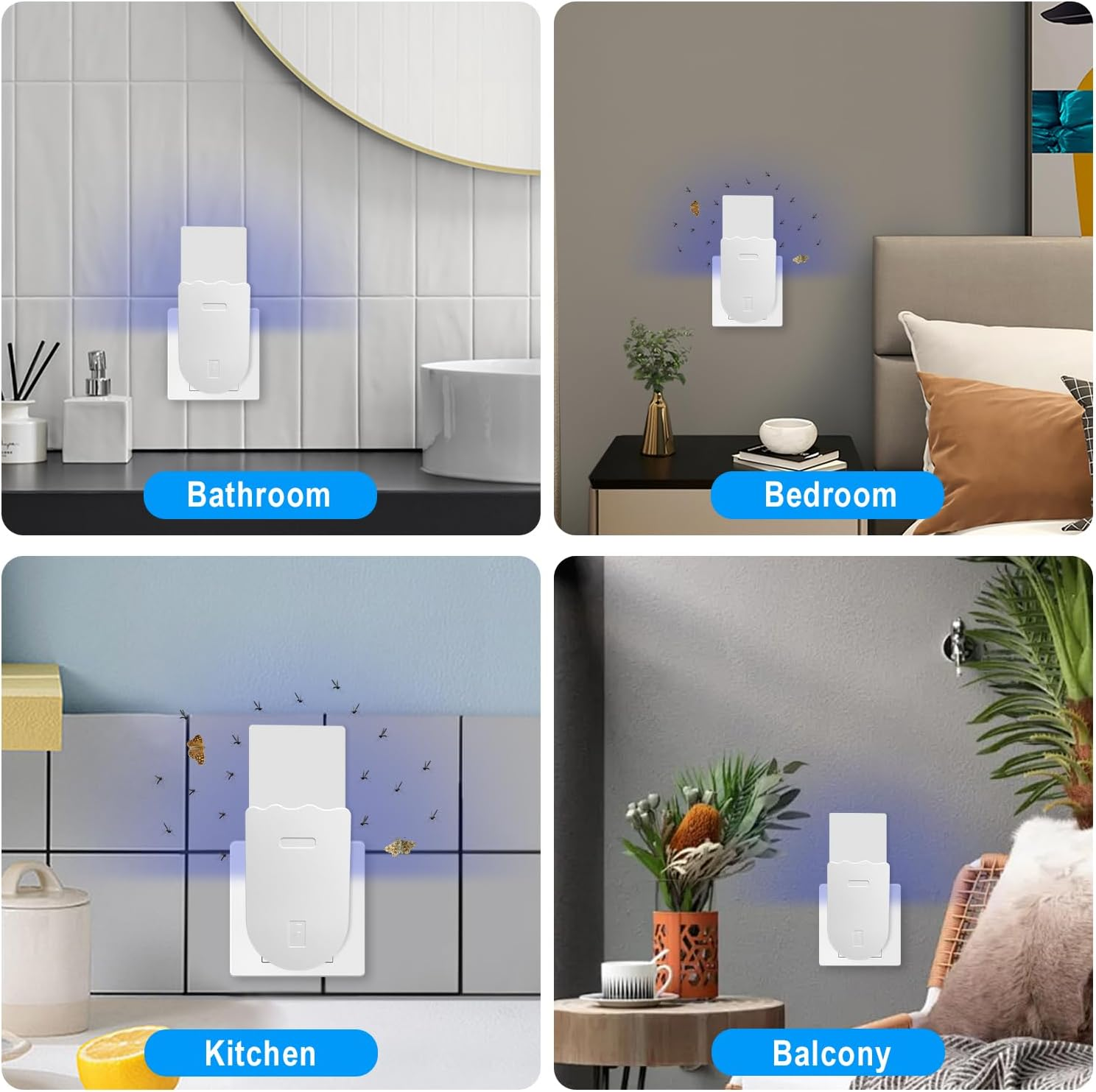 Yakiter Plug-In Mosquito Killer, Flying Insect Trap for Flies, Fruit Flies, Moths & Gnats, UV Attractant Catcher & with Adjustable Brightness Night Light, 1 Device + 5Pcs Adhesive Cards(1Pcs) image number 1