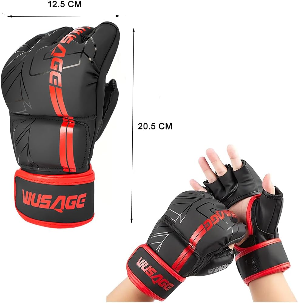 MMA Gloves, Open Palm Martial Arts Grappling Mitts with Long Wrist Grip, Martial Arts Mitts Sparring Men Thai Cage for Sparring, Punching Bag, Kickboxing, Karate Combat and Training image number 1