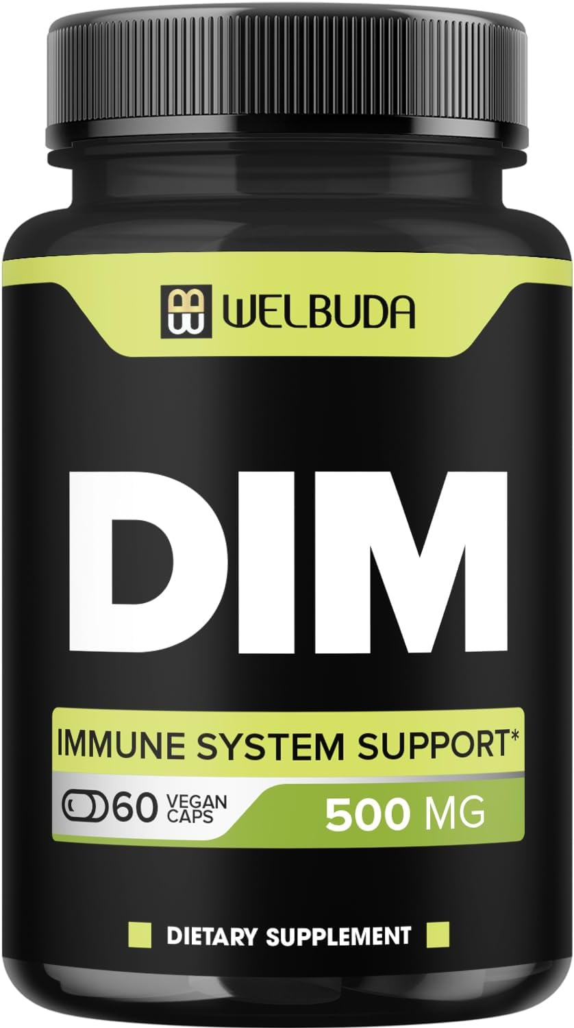 DIM Supplement 500Mg for Vital Body Support, Promoting Skin Health and Energy Production - 2 Month Supply with 60 High Absorption Capsules