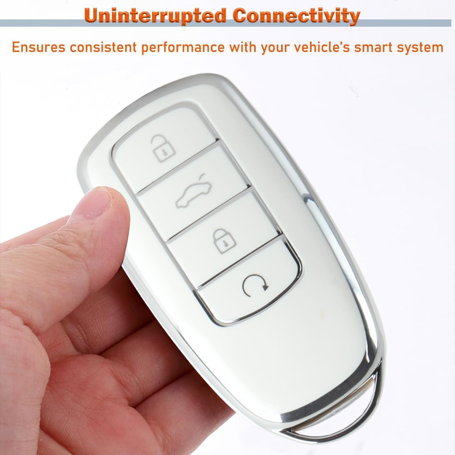 SILHOL Durable Car Smart Key Fob Cover for Chery Omoda 5 and Tiggo 8 Pro, White TPU Protection Cover image number 3