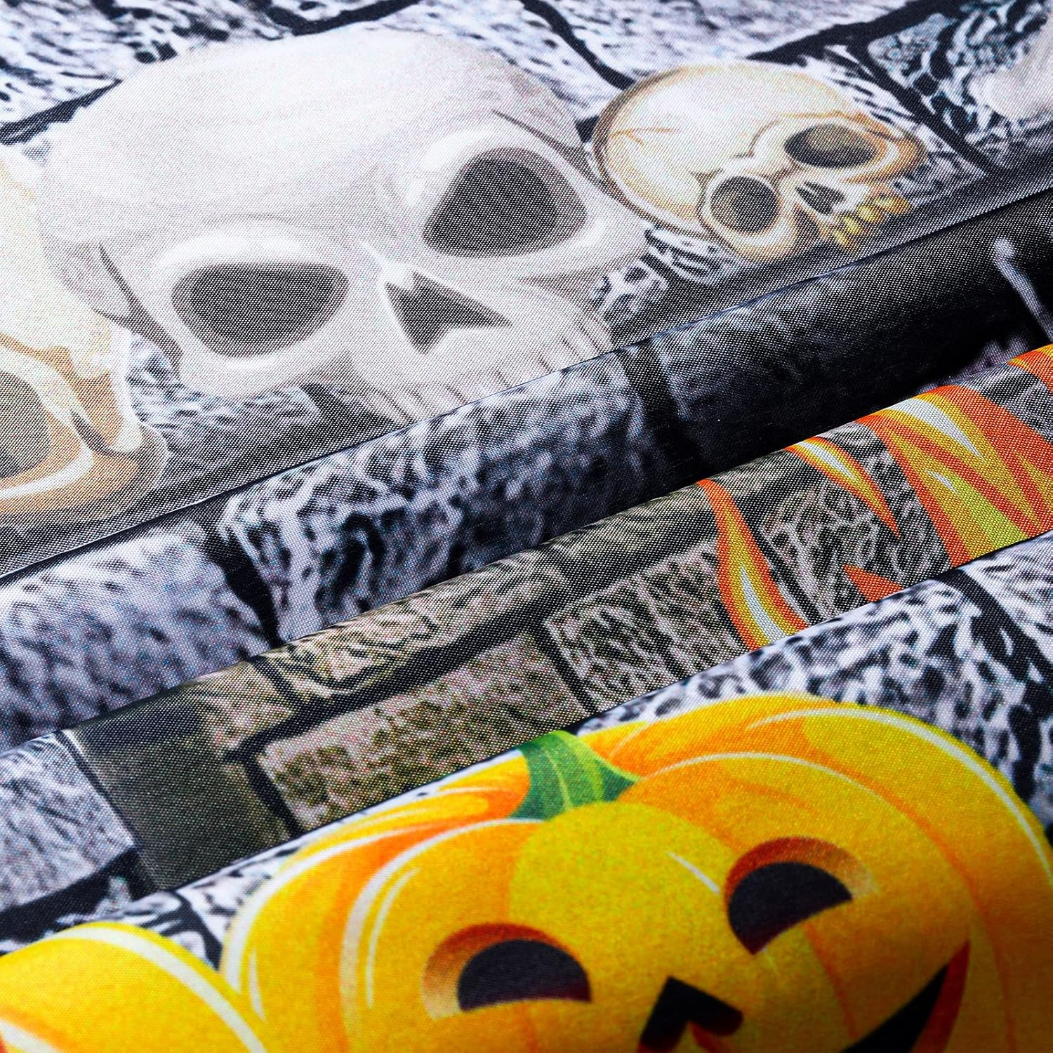 5 Pcs Halloween Scene Setter Night Window Skull Fireplace Witch Bubbling Cauldron Background Backdrop Decor Cloth Booth Medicine Stove for Home Decor image number 2