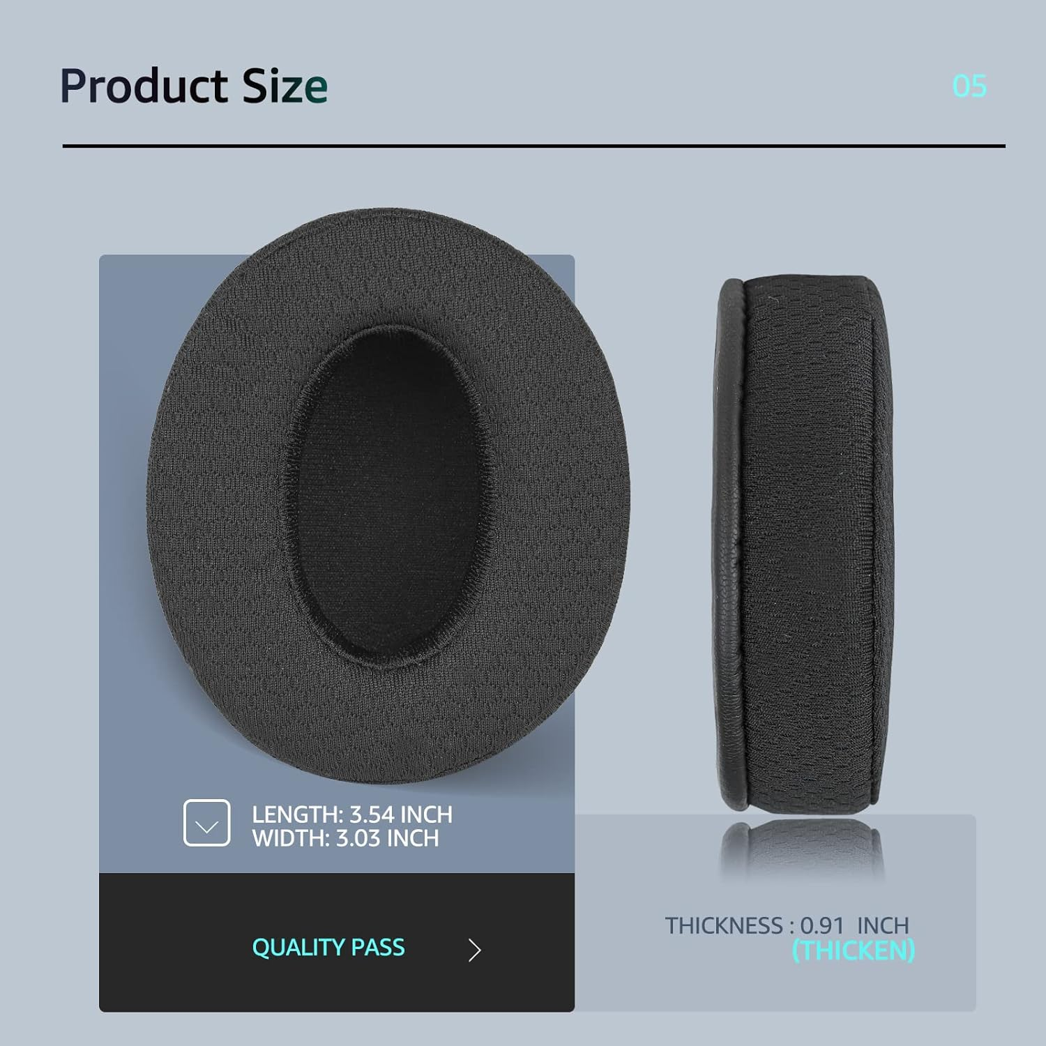 Wzsipod Specialized Replacement Earpad for Sennheiser Headphones, Fits HD4.50BT/ HD4.50/ HD4.50BTNC/ HD458BT/ HD450/ HD450BT, Headset Ear Cushion with Soft Clothes & Memory Foam (Classic Black) image number 3