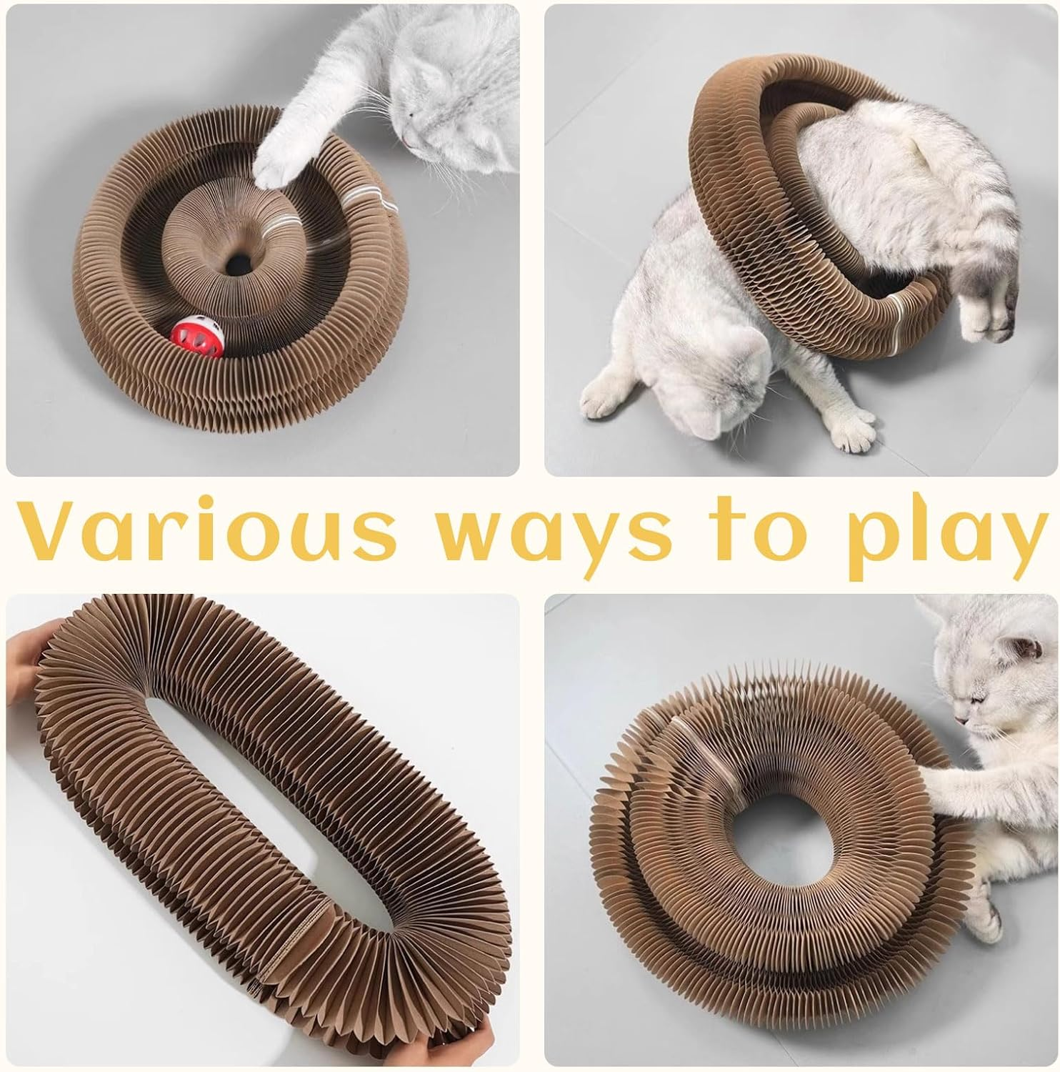 Xanthelle Scratching Cocoon for Cats, 2 Pack Cat Cave and Cat Toy with Scratching Cardboard for Cats as Scratching Board Accessory Indoor image number 4