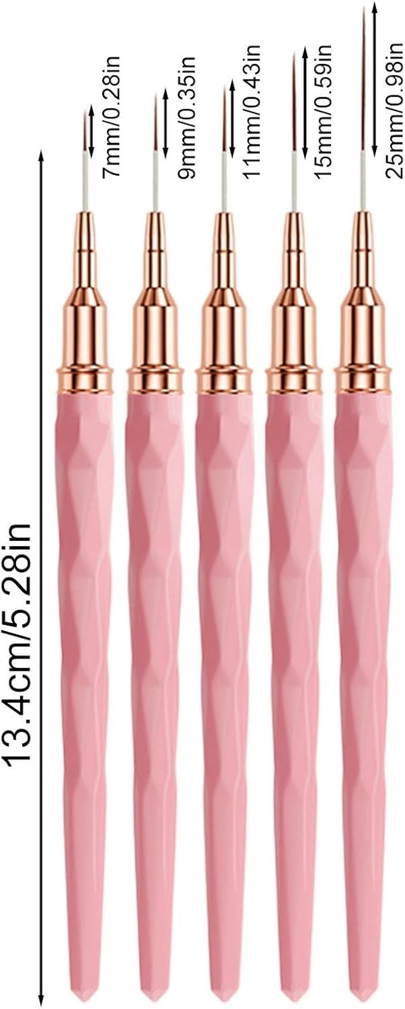 French Tip Brush, Fine Tip Liner Brush for Nails, Sizes 7/9/11/15/25Mm UV Gel Polish Painting Nail Design Tools for Long Lines, Thin Details, Fine Drawing image number 5