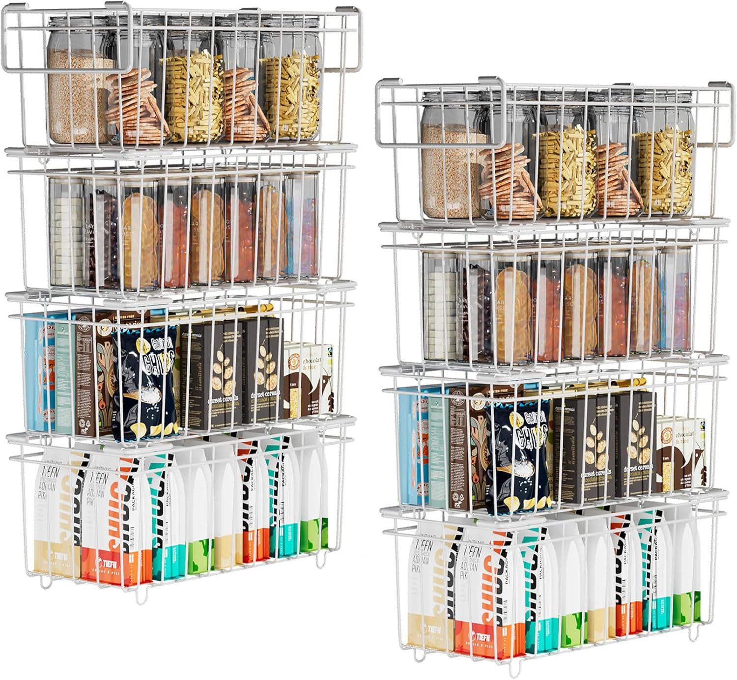 8 Pack Freezer Organizer Bins, Stackable Deep Chest Freezer Organizer Bins, Metal Foldable Baskets with Handles, Black Wire Freezer Storage Bins with Better Space Utilization (Black)