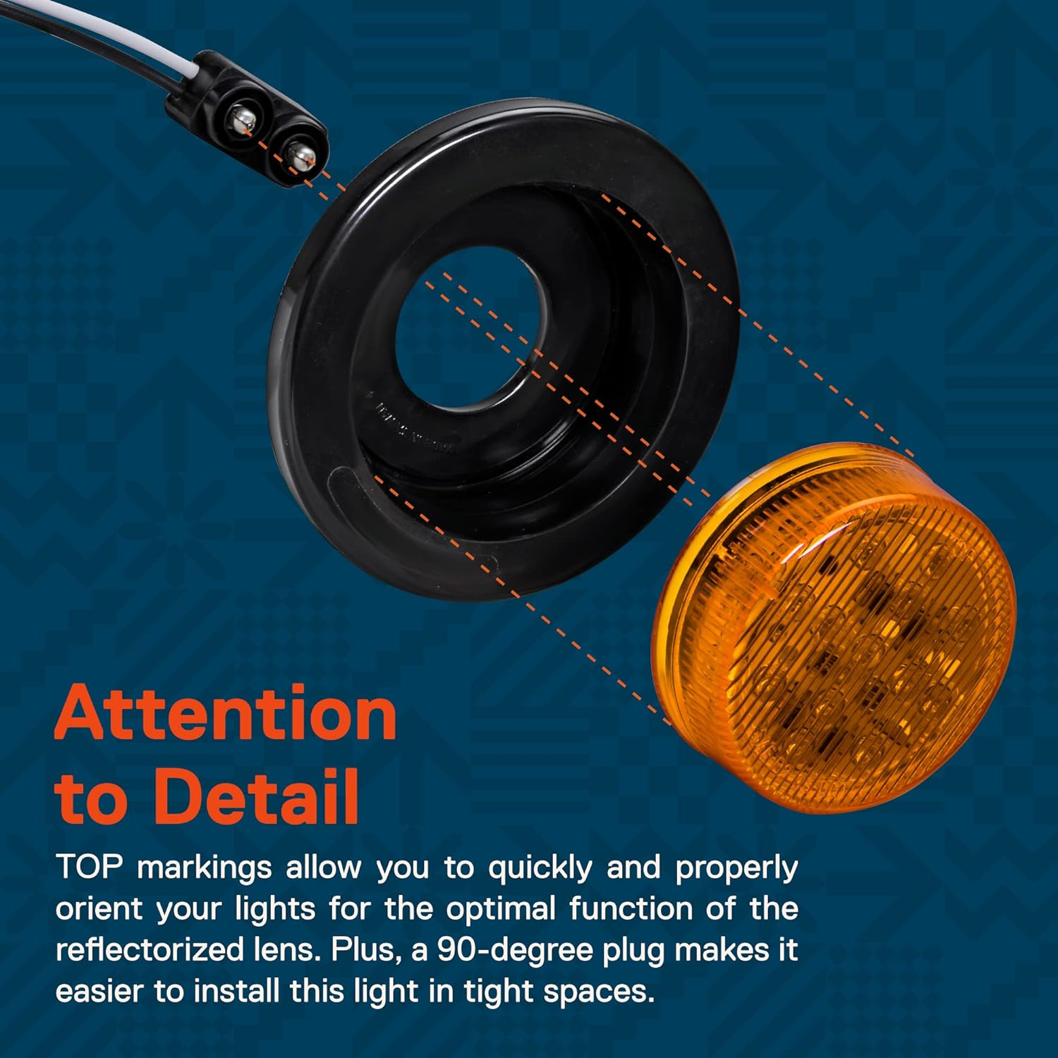 TRUE MODS 8Pc 2.5" 12V Amber round LED Clearance Side Marker Lights [DOT FMVSS 108] [SAE P2] [Reflector Lens] [Grommet & Plugs] [Flush-Mount] [Waterproof IP67] Rear Lamp for Boat Trailer Semi Truck RV image number 3