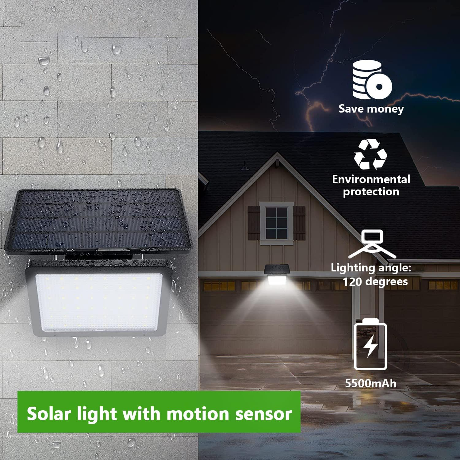Solar Lights Outdoor IP65 Waterproof Solar LED Flood Light, Large Solar Garden Lights for Indoor and Outdoor,Solar Motion Sensor Light image number 3
