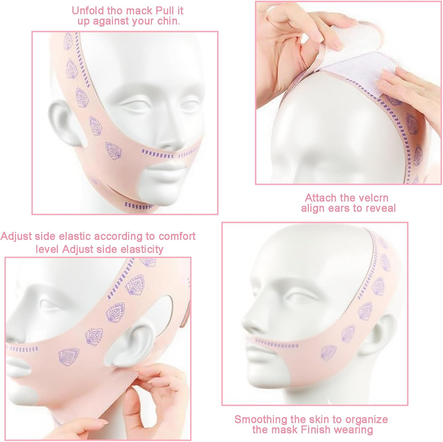 Double Chin Reducer and Chin Strap for Women - V Shaped Lifting Mask to Remove Double Chin, Reusable Face Slimming Strap with Two Wearing Ways, Lifting Mask Tightening Skin image number 3