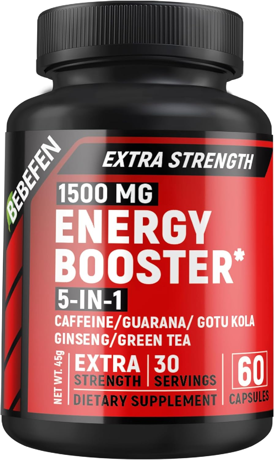 Energy Supplement, 1,500Mg per Serving | with Caffeine, Guarana, Gotu Kola, Ginseng & Green Tea | Daily Energy Booster Pills | Non-Gmo, Gluten Free (60 Capsules) image number 2