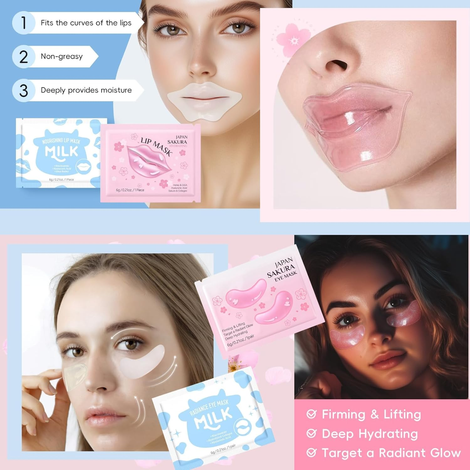 26PCS Sleepover Spa Party Supplies Set,Sakura & Milk Skin Care Set for Teenager Girl Gift,Pamper Gifts for Women with Hand Cream,Face Masks, Lip & Eye Masks,Travel-Friendly Birthday Gifts for Women image number 1