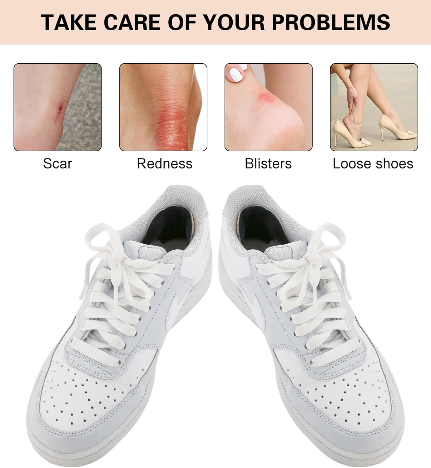 YBVABE Heel Grips for Shoes Too Big - 6 Pieces Heel Cushion Inserts for Loose Shoes, 5D Heel Pads/Protectors/Shoe Filler for Tighter Fit for Men and Women image number 1