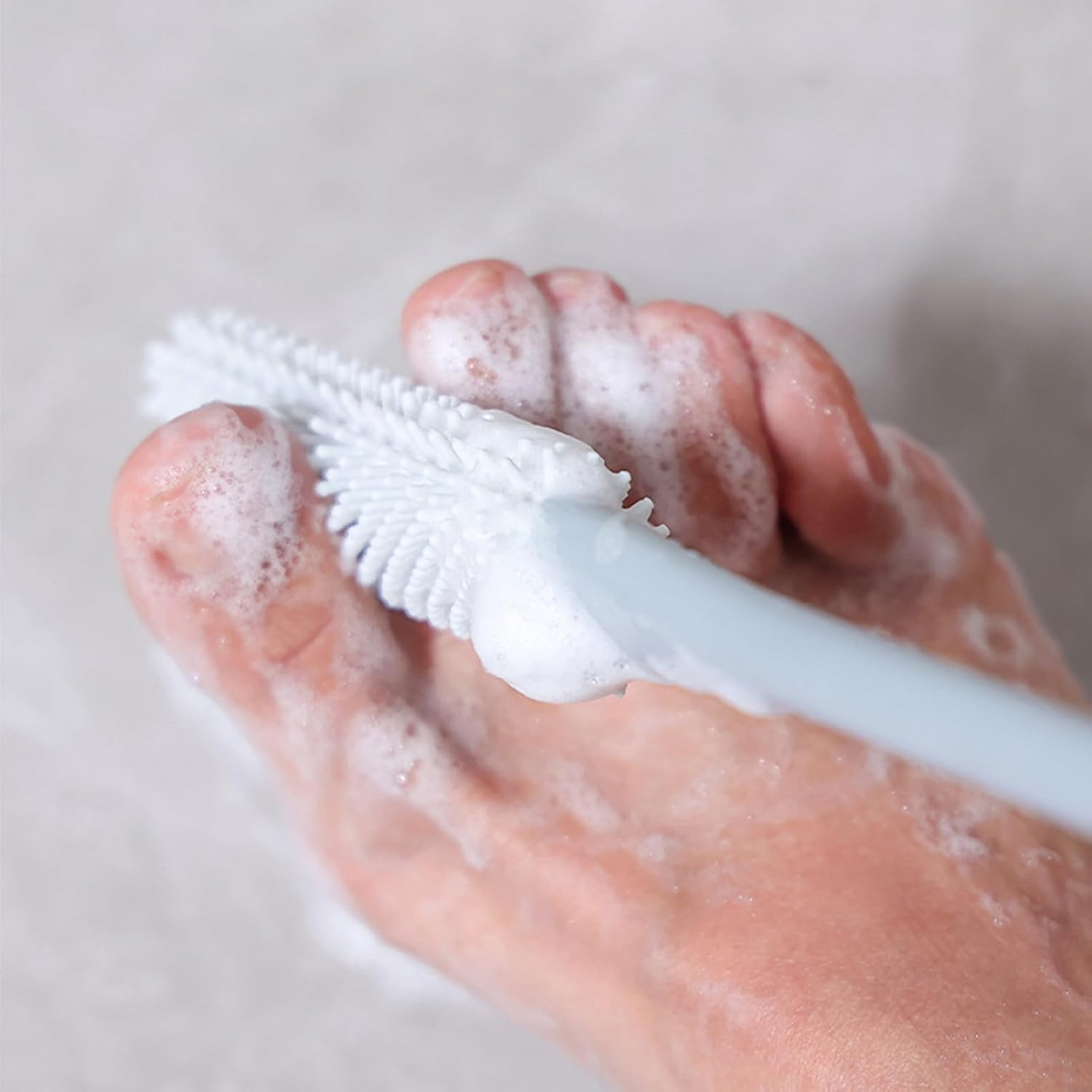 Toe Scrubber Brush - Nail Cleaning Fingernails,Foot Scrubber in Shower, Silicone Bristles Foot Brush, Deep Cleaning Extended Handle for Elderly Seniors - Pink image number 6