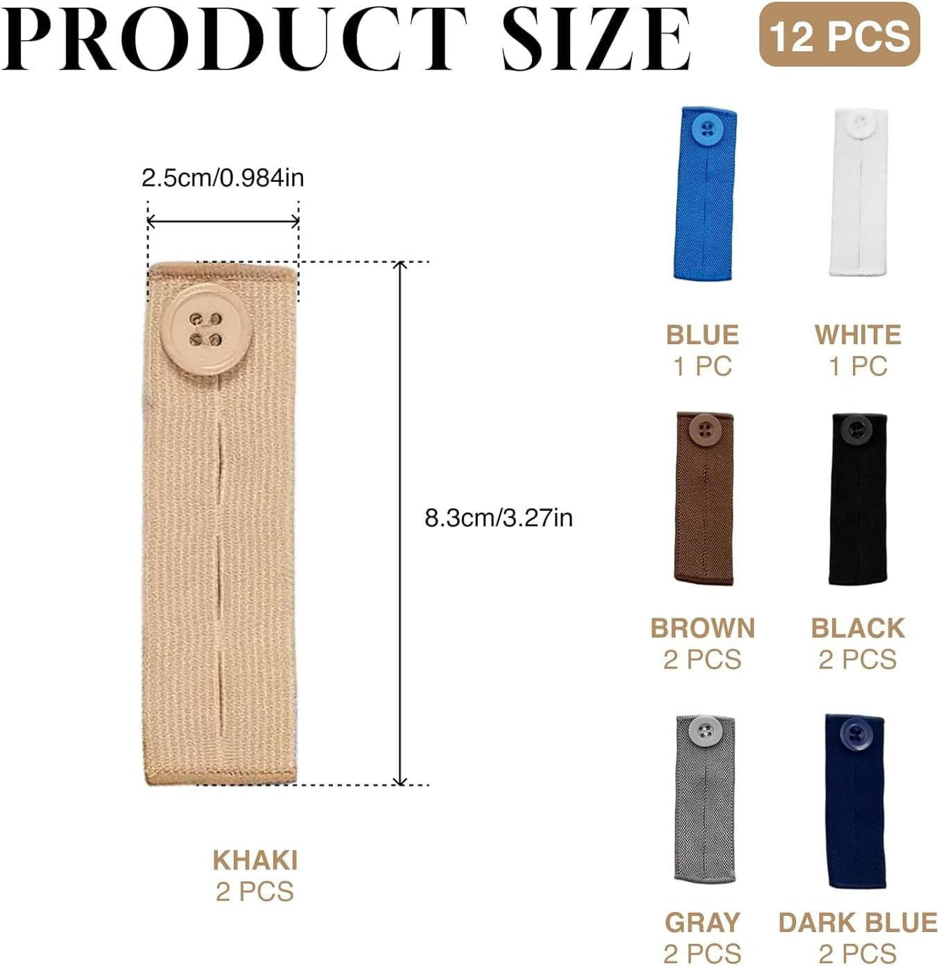 Adjustable Jean Pants Button Extenders, 12Pcs Pregnancy Pants Jeans Trousers Adjustable Waistband Expanders, Denim Button Waist Extenders Set for Men and Women image number 5