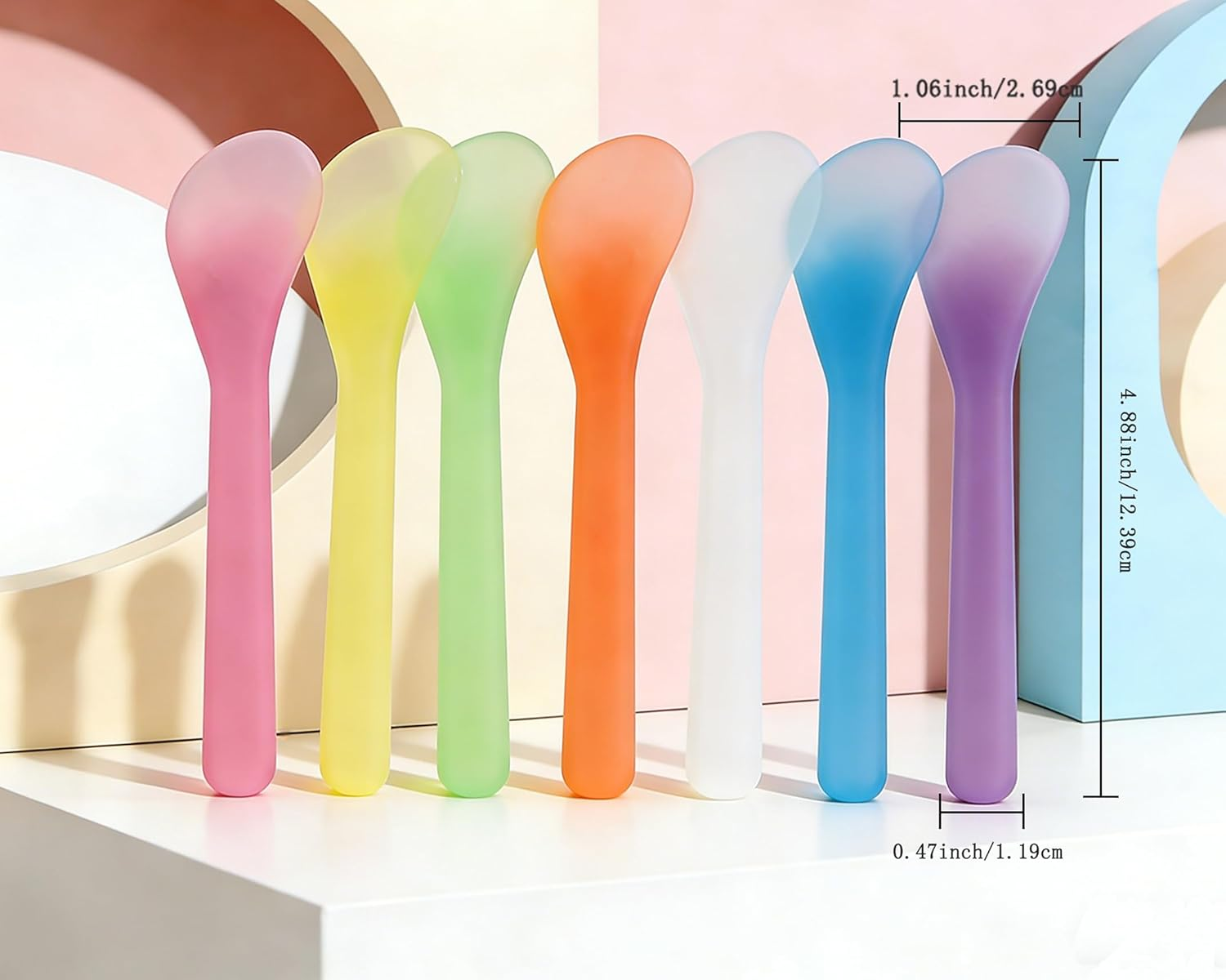 100 PCS Cosmetic Spatula for Makeup Face Mask Plastic Spoon Disposable Makeup Tools for Mixing and Sampling 4.88'' X 1.06" Random Color - Multicolor image number 5