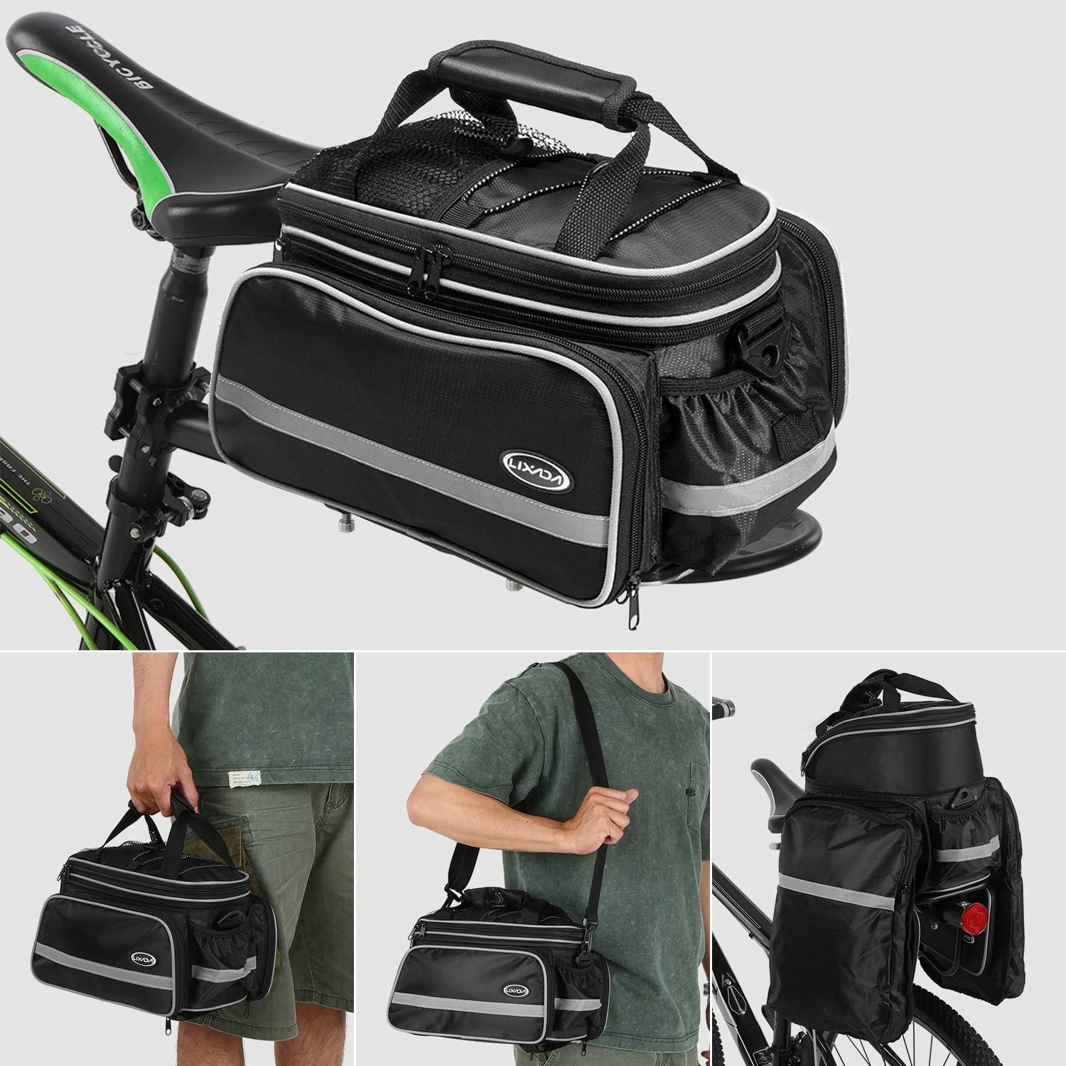 Mingzhe Waterproof Bicycle Rear Seat Bag Cycling Bike Trunk Bag Bike Pannier Bag Shoulder Bag with Rain Cover image number 6