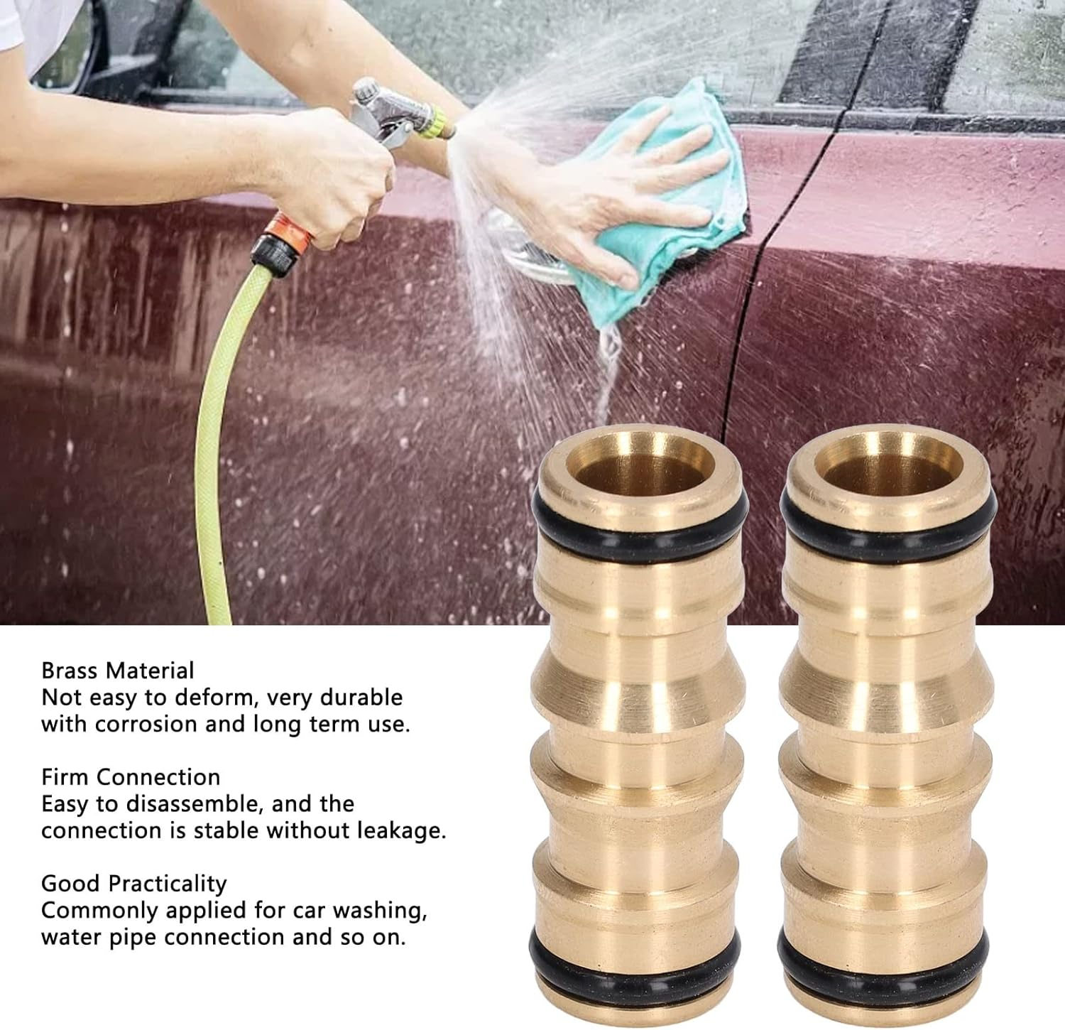 2Pcs Brass Pipe Fitting Male to Male Quick Connect Hose Joint Connector 1/2In with Secure Leak Proof Design for Car Washing Water Pipe Connection