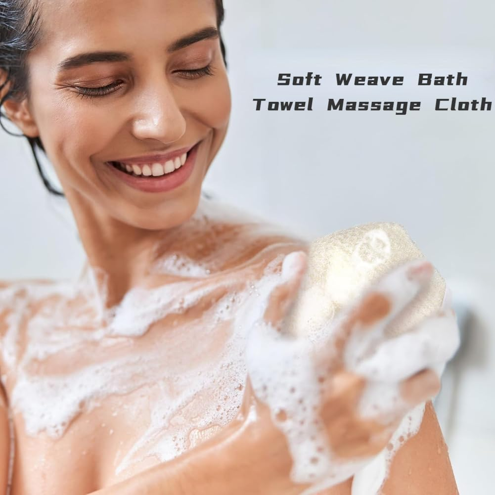 6 Pack Exfoliang Face and Body Wash Bath Scrub Soft Weave Bath Towel Massage Cloth for Women and Man, Two Sides image number 4