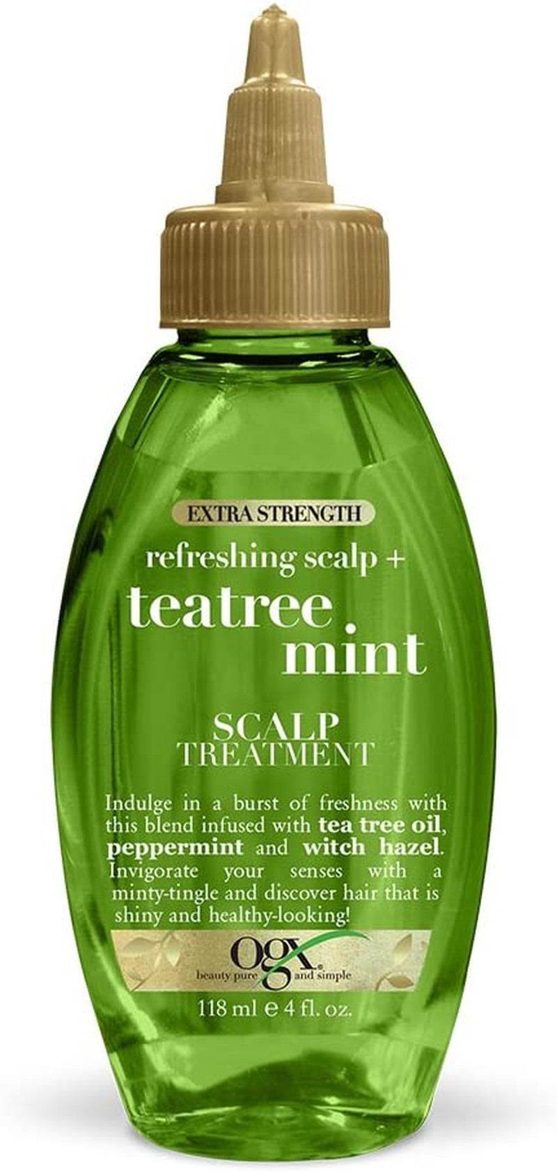 OGX Extra Strength Refreshing + Invigorating Teatree Mint Dry Scalp Treatment with Witch Hazel Astringent to Help Remove Scalp Buildup, Paraben-Free, Sulfate Surfactant-Free, 4 Fl Oz image number 3
