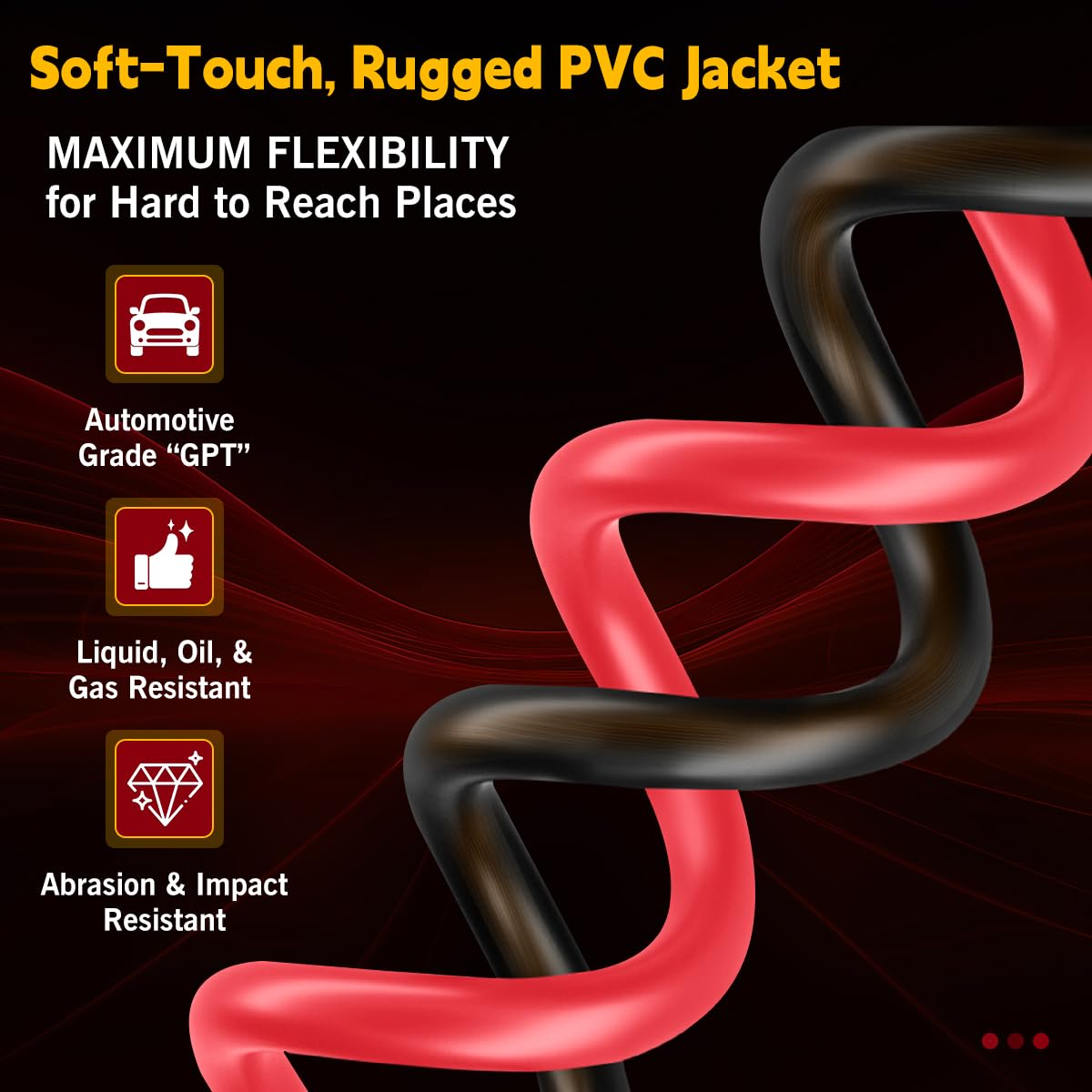 UCINNOVATE 12 Gauge CCA Wire, Silicon Soft 25FT Black + 25FT Red 12AWG Automotive Power/Ground Cable for Car Audio Battery Battery, Marine, Welding, Electrical Audio Wiring for Speaker Amp 12V image number 3