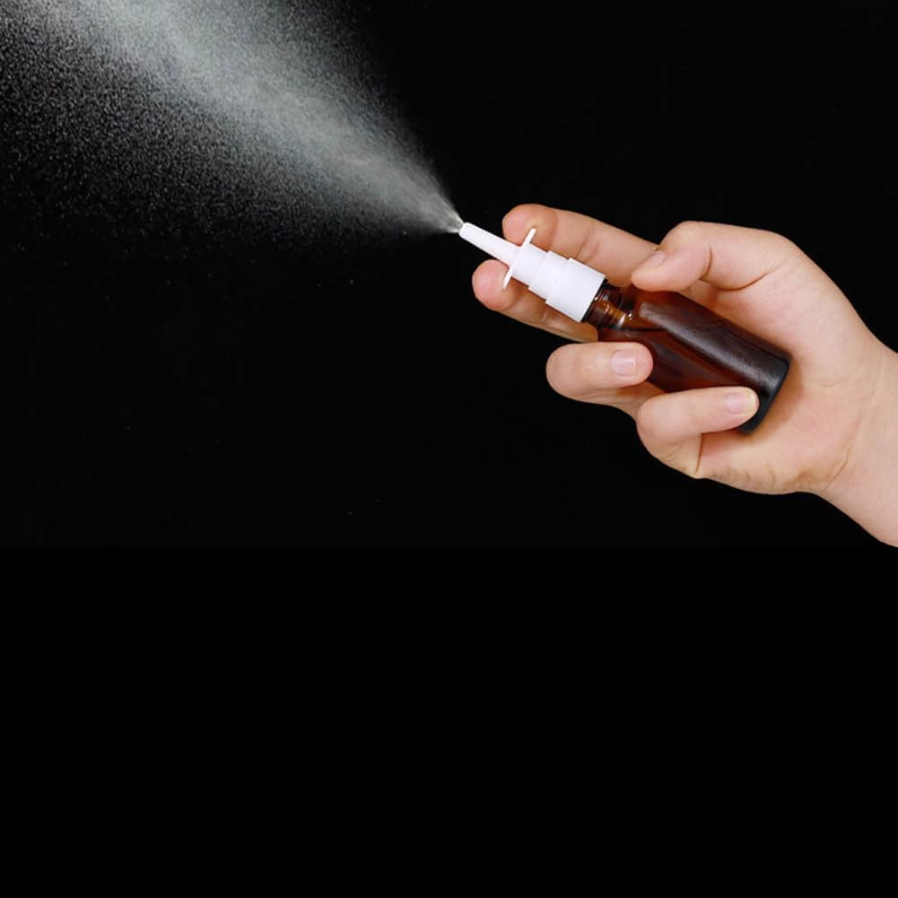 3PCS 5ML Empty Refillable Amber Glass Nasal Spray Bottle Pump Sprayers Cleanser Container for Medical Dispensing Wash image number 4