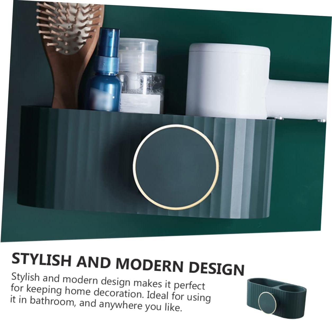 Creative Storage Rack Punch-Free Hair Dryer Holder Wall-Mounted ABS Bathroom Storage Shelf for Hair Dryer and Small Items in Home Decoration Toilet image number 2