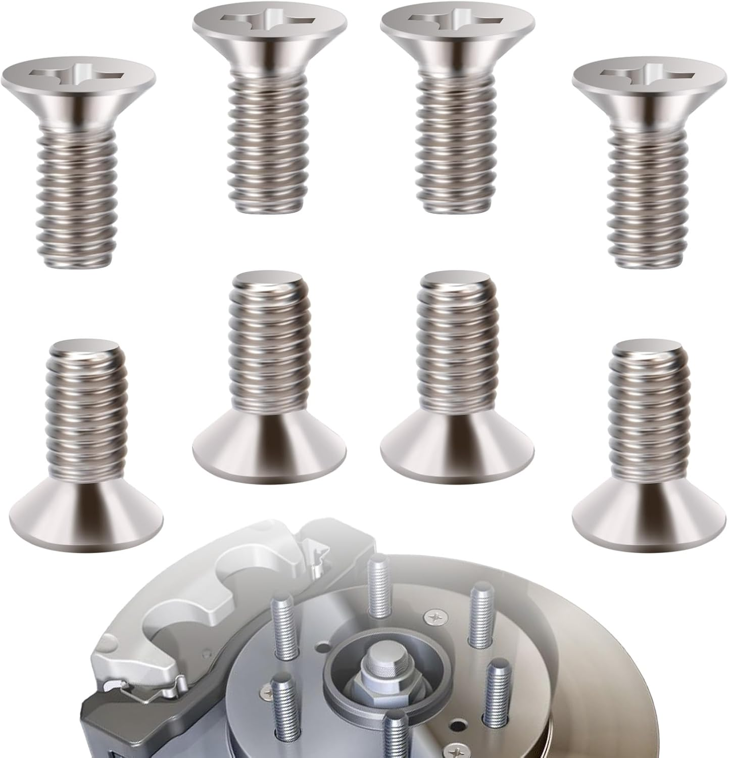 8 PCS Stainless Steel Brake Disc Rotor Screws, Brake Disc Rotor Screws for Front and Rear, 93600-06014-0H, Disc Brake Fixing Screw Compatible with Honda, Acura, Hyundai and Kia Models