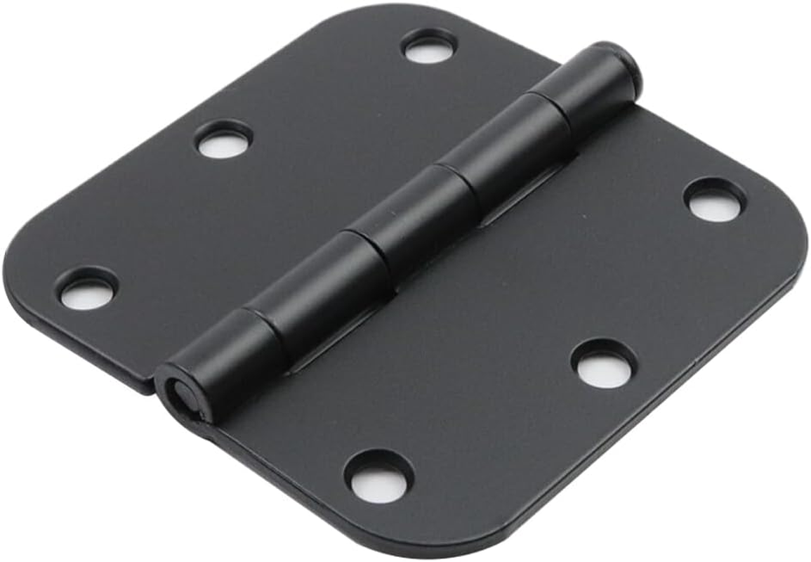 HEVSTIL 6 PCS 3.5 in X 3.5"" Black Door Hinges Matte Black Door Hinges Rounded Square Corner 3.5 Inch Exterior Interior Door Hinges for Doors,Standard Hardware Black 5/8""Radius round Hinge, ST2000 image number 2
