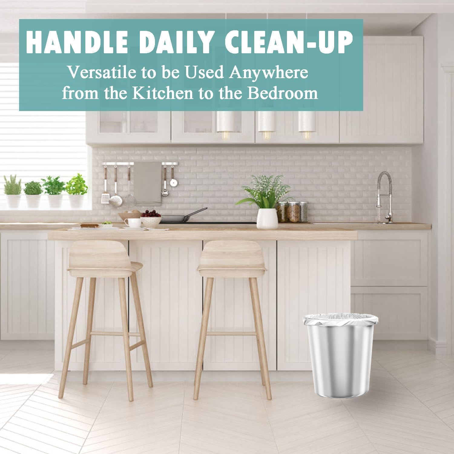 Small Trash Bags 4 Gallon - 105 Count 4 Gallon Trash Bag, Unscented Small Garbage Bags Bathroom Trash Bags, White 4 Gal Small Trash Can Liners image number 2