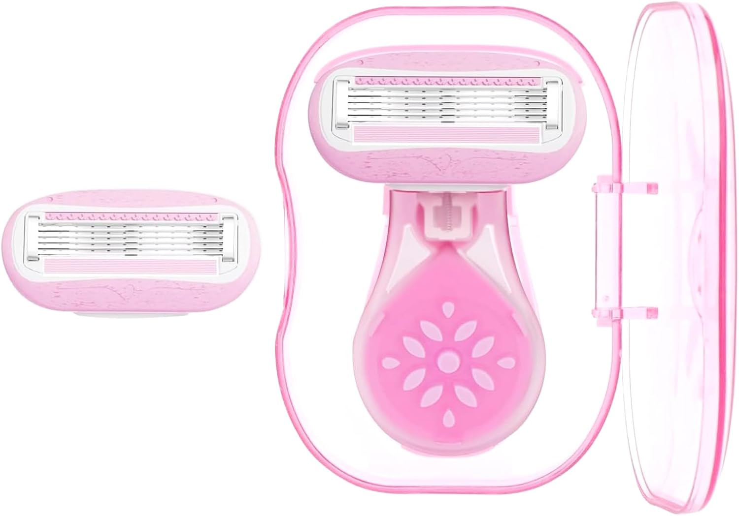 Mini Travel Razor for Women 5-Blade Reusable Safety Razor for Legs Underarms Bikini Smooth Skin Shaving Kit with 1 Razor 1 Refill Blade and Travel Case Compact Portable image number 2