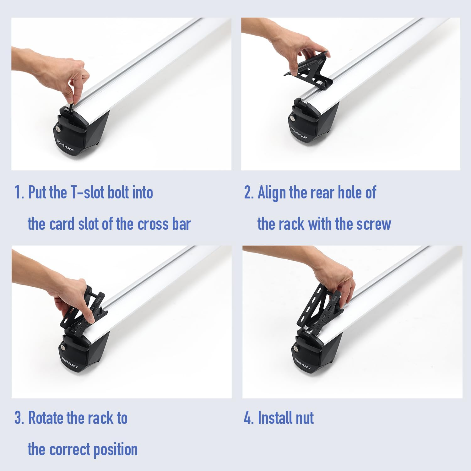 TOOENJOY Universal Metal Kayak Roof Rack Saddles, 4 Pack Car Top Kayak Canoes Carrier with Tie down Straps for Mounting on SUV, Car Crossbar (Black) image number 6