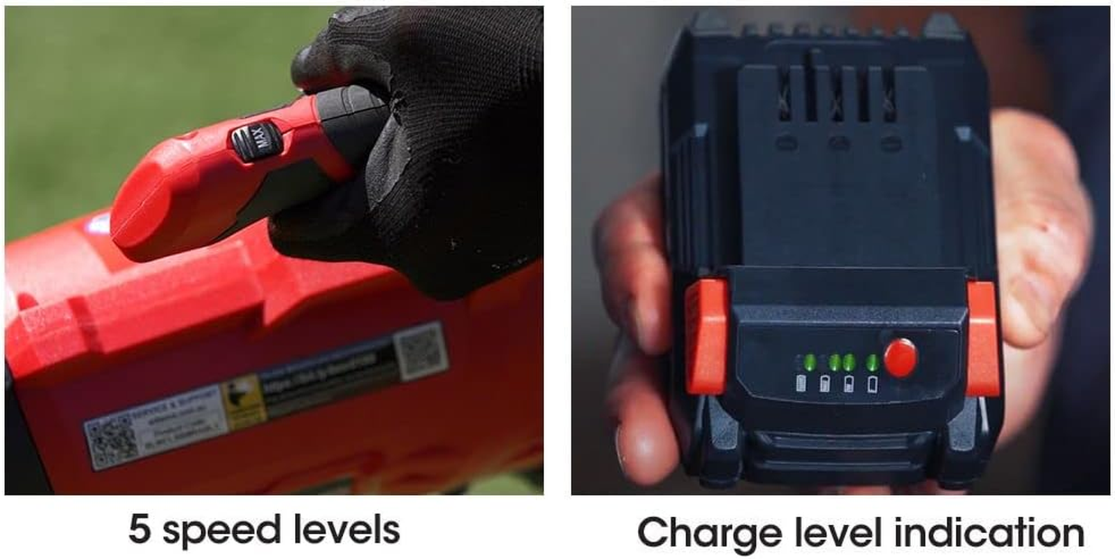 Baumr-Ag 20V Cordless Leaf Blower 20V 2.0Ah Lithium-Ion Battery W/Charger Kit with 5-Speed Blowing Capacity and Lightweight One-Hand Operation, BL3 image number 2