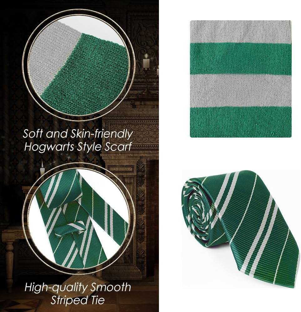 AUTOWT Unisex Wizard Cloak Costume Set for Adults, 6Pc Magician Wizarding Robe Outfits with Hooded Cape Magic Hat Wand Scarf Glasses Tie Movie Dress up Accessory for School Carnival Halloween Cosplay image number 5