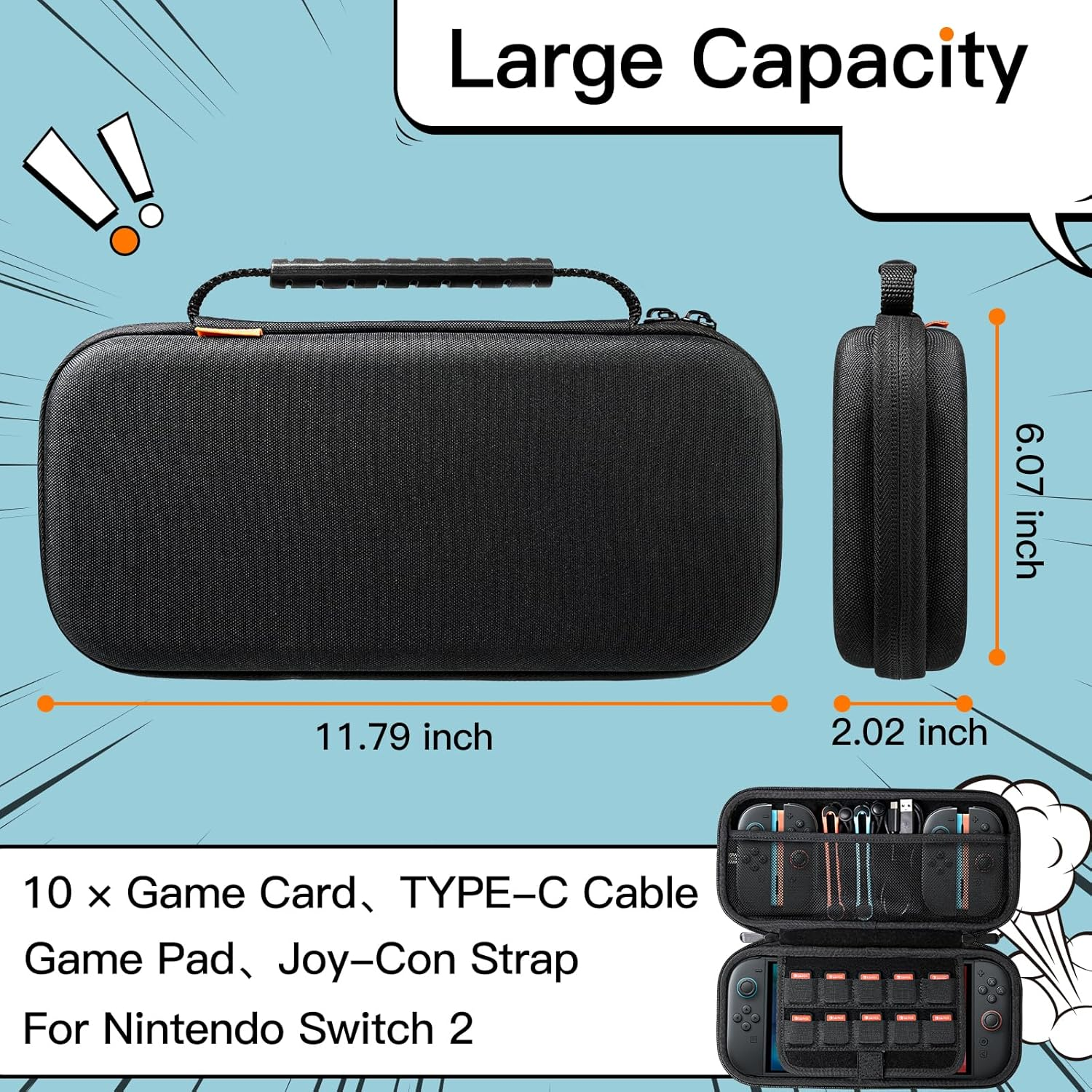 Jetech Carrying Case for Nintendo Switch 2 (2025) 7.9 Inch, Hard Shell Portable Travel Bag with 10 Game Card Slots and Accessories Pouch, Lightweight Anti-Scratch Protection (Black) image number 1