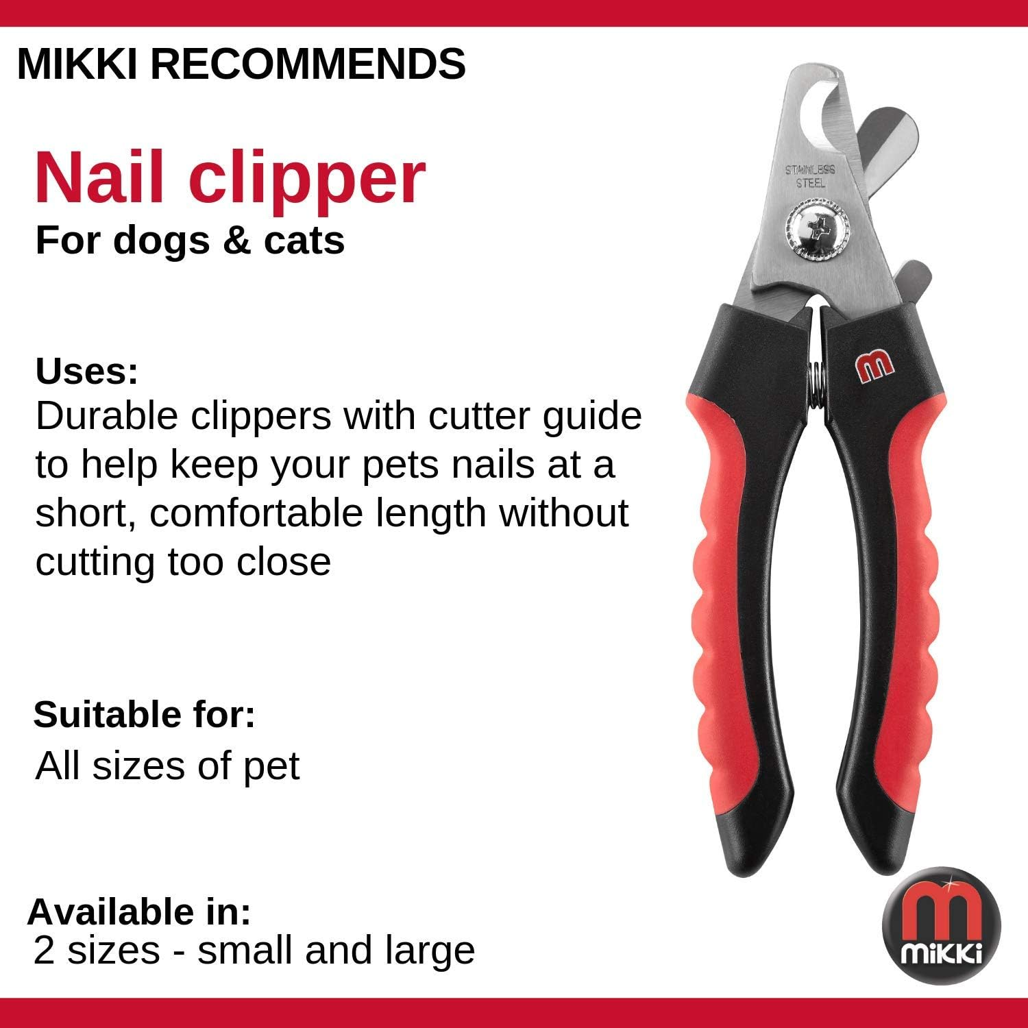 Mikki Dog, Cat Claw and Nail Clipper, Trim, Scissor for Grooming - for Small Pet Breeds - Small image number 6