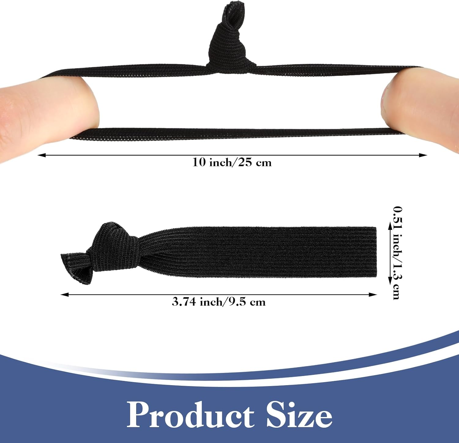 Teaaha Men'S Hair Bobbles Pack of 20 Black Knotted Hair Band Men, No Damage to Hair Band, Men, Curly Thick Elastic Sports Hairband, Men, No Wrinkles, Perfect Hair Band Men image number 3