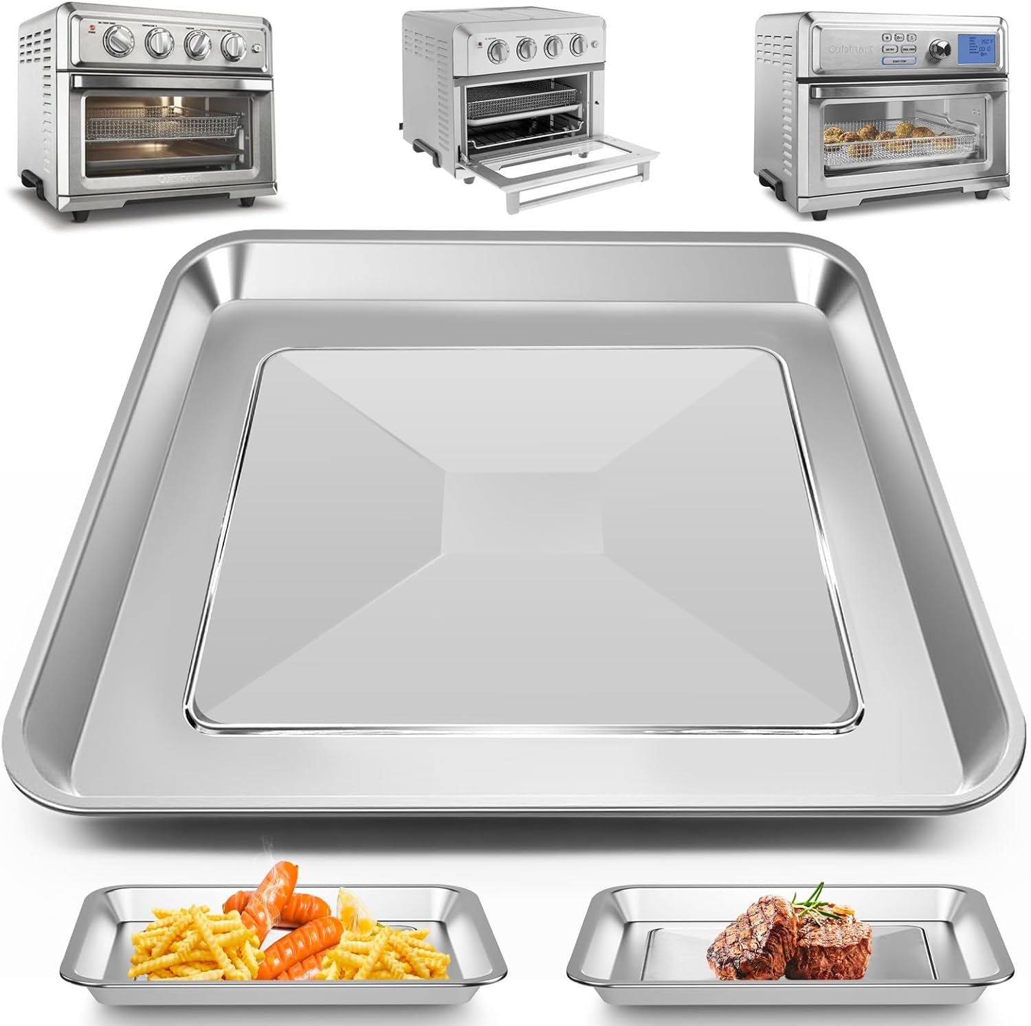 Air Fryer Tray Replacement for Cuisinart TOA-60 TOA-65 TOA-70 Toaster Air Fryer Convection Oven, 12.2 * 11''Mesh Air Fryer Stainless Steel Basket Wire Rack Accessories Parts, Dishwasher Safe image number 1